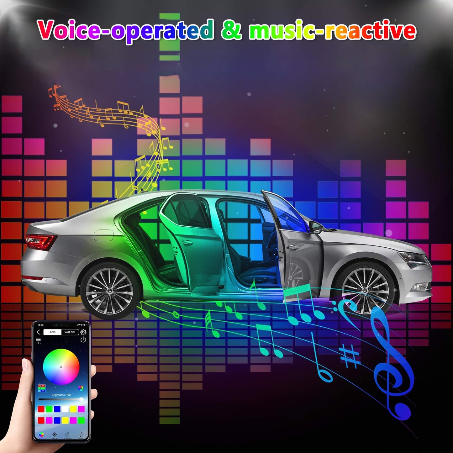 VASTFIRE Starlight Headliner Kit – 1300pcs Twinkle Meteor Fiber Optic Star Lights for Car, Bluetooth APP & Remote Control, RGBW Color Changing, DIY Interior Roof Ceiling Light, Sound Sync LED Kit