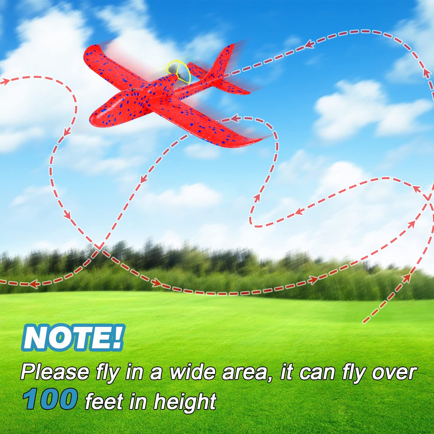 Fuwidvia Electric Foam Airplane Toy, 2 Pack LED 15/25s Plane Toy for Boys, Outdoor Flying Toy Birthday Gifts for Boys Girls 3-12 Years Old Kids Christmas Easter