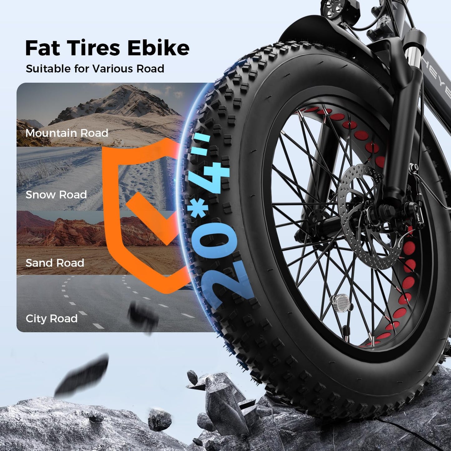 Heybike Mars 2.0 Foldable Electric Bike 32MPH, UL2849 Certified, 1800W Peak Motor Ebike with 100N.M Torque, 70+Miles Long Range with 624WH Removable Battery, 20*4'' Fat Tire for Snow, Full Suspension
