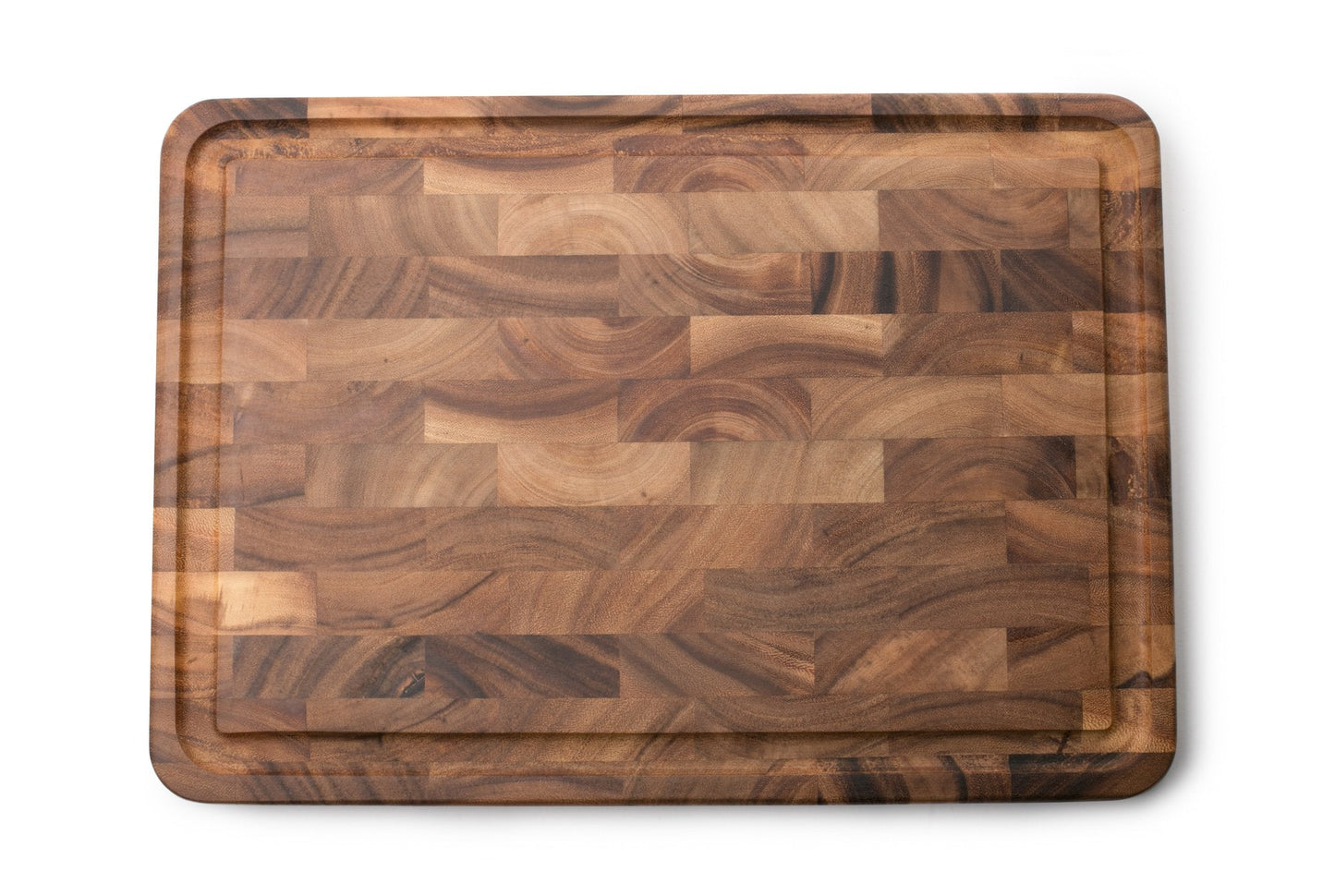 Ironwood Gourmet Large End Grain Prep Station and Large End Grain Prep Board With Juice Channel Set, Acacia Wood