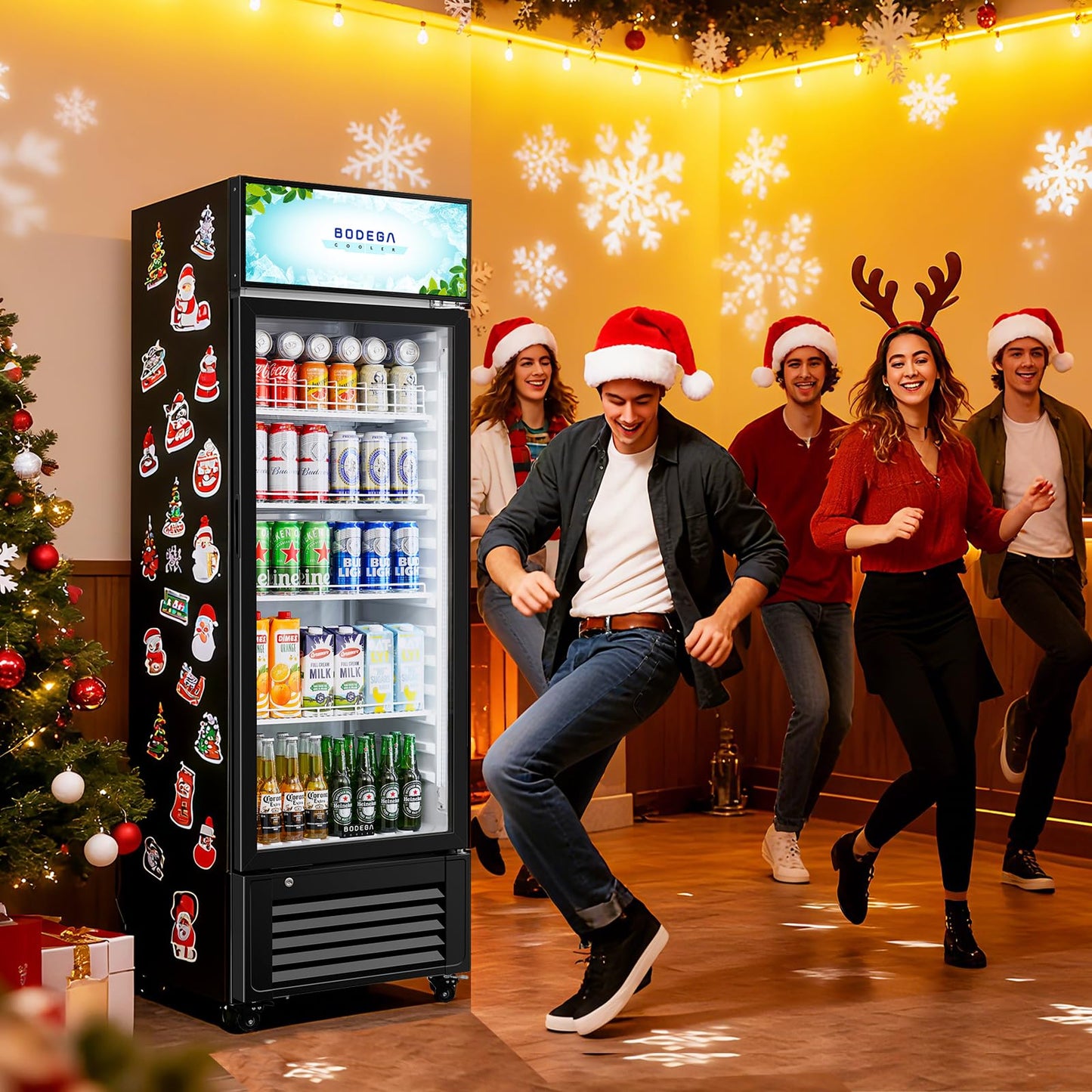 BODEGACOOLER Beverage Refrigerator and Cooler, 10.0 Cu.Ft. Commercial Refrigerator For Home & Kitchen, Office and Garage, Display Refrigerator with Adjustable Shelves and LED Light For Beer, Soda.