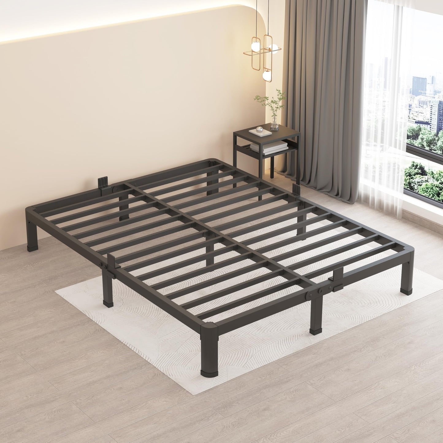 MAF 10 Inch King Metal Platform Bed Frame with Round Corner Legs, 3000 LBS Heavy Duty Steel Slats Support, Noise Free, No Box Spring Needed, Easy Assembly