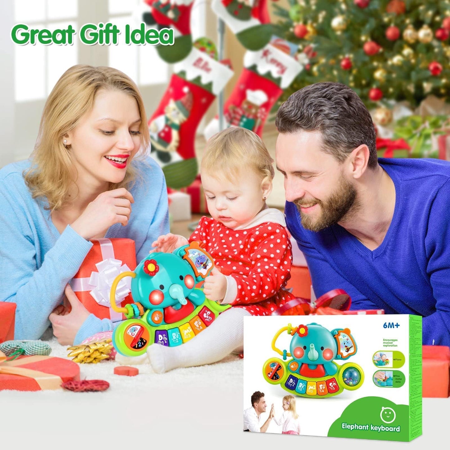 Baby Piano Toy 6 to 12 Months Light Up Music Baby Toys for 6 9 12 18 Months Early Learning Educational Piano Keyboard Infant Babies Girl Toy 1 Year Old Boy Girls Gift