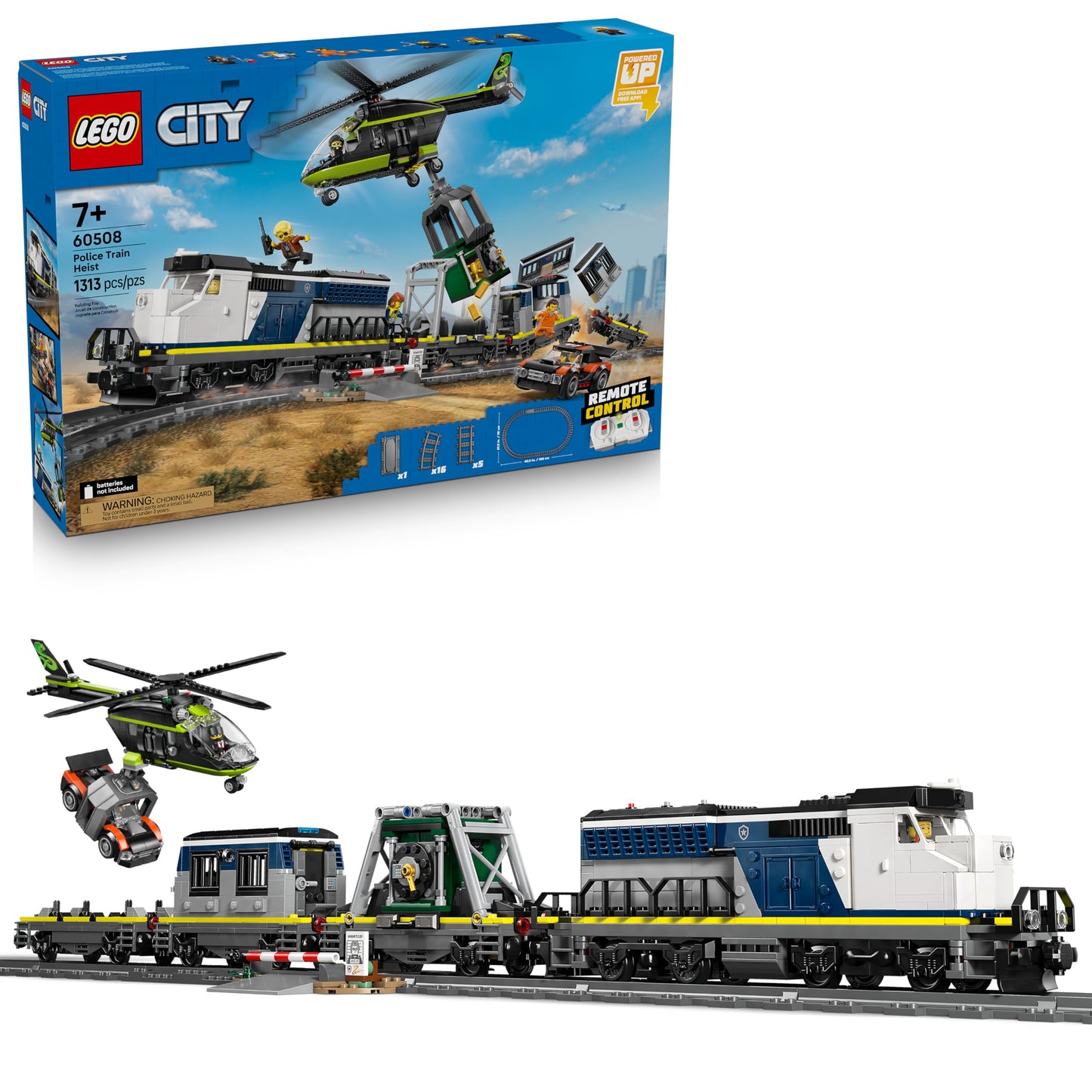 LEGO City Police Train Heist Building Toy - Train Set with Police Car Toy for Boys & Girls, Ages 7+ - Pretend Play Set for Kids - Gifts for Birthdays - 60508