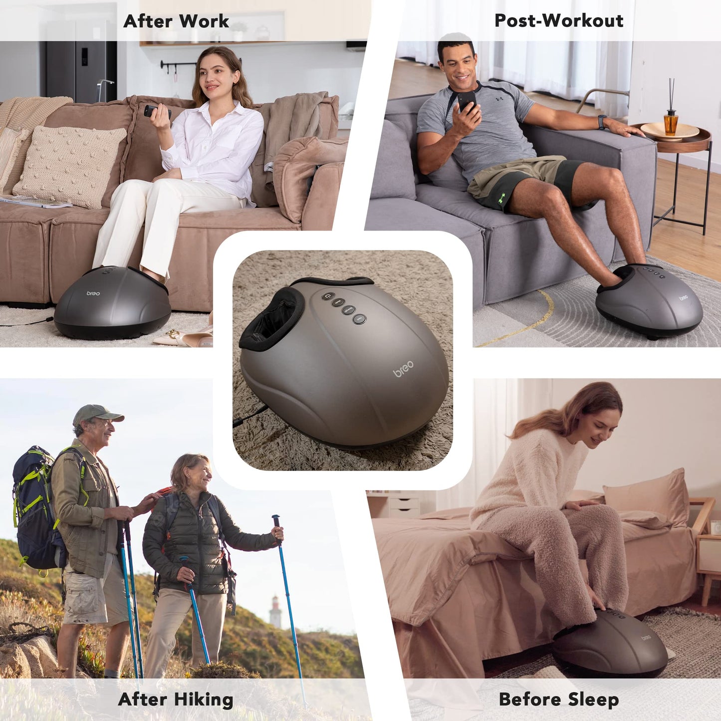Breo Foot Massager with Heat, Deep Tissue Kneading, Shiatsu Massage Machine for Relax, Relieve Foot Pain, Plantar Fasciitis, Fits Feet Up to Men Size 14, Mother's Day Gift