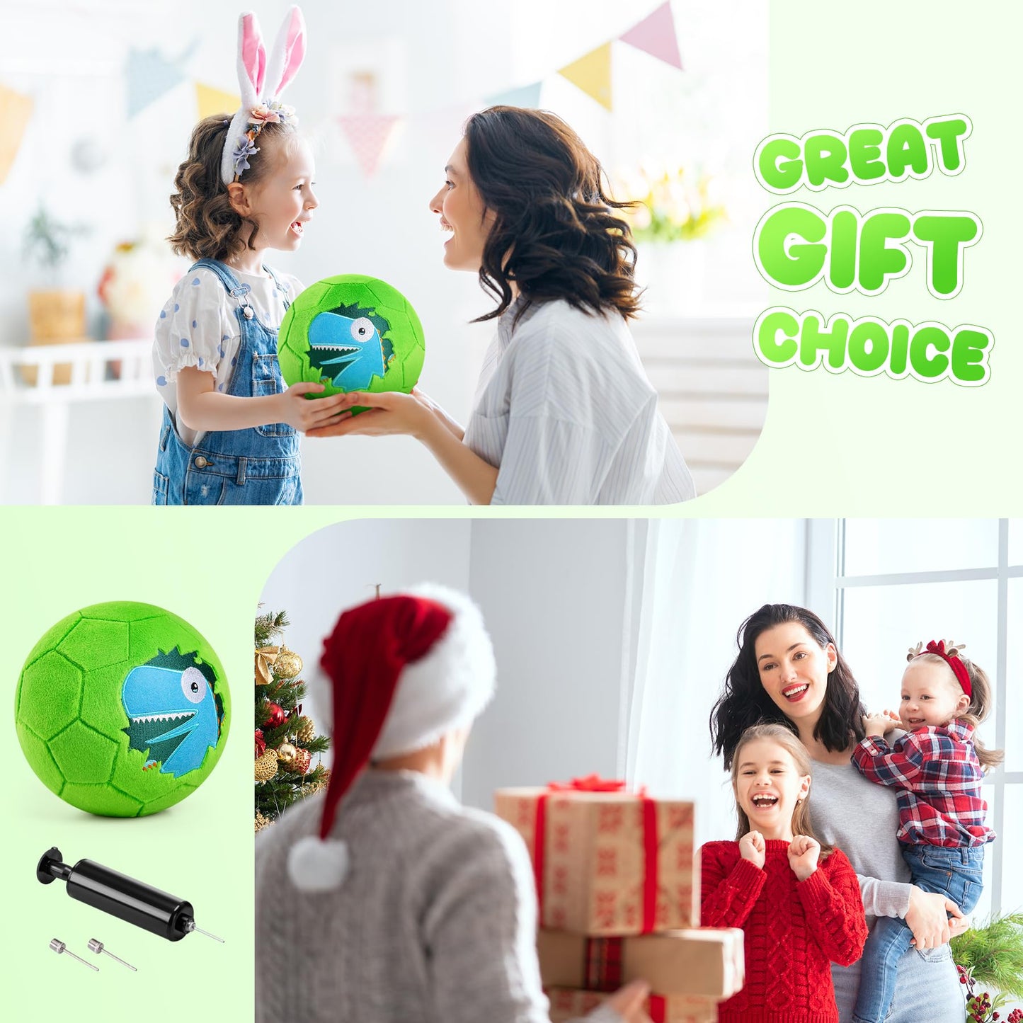 Soft Ball for Toddlers & Babies - Small, Safe & Easy-to-Grip Kickball, Dinosaur & Unicorn Design Soccer Ball - Great First Birthday Gift for Boys & Girls, Plush Indoor Soccer Toy for Ages 1-3 3-8