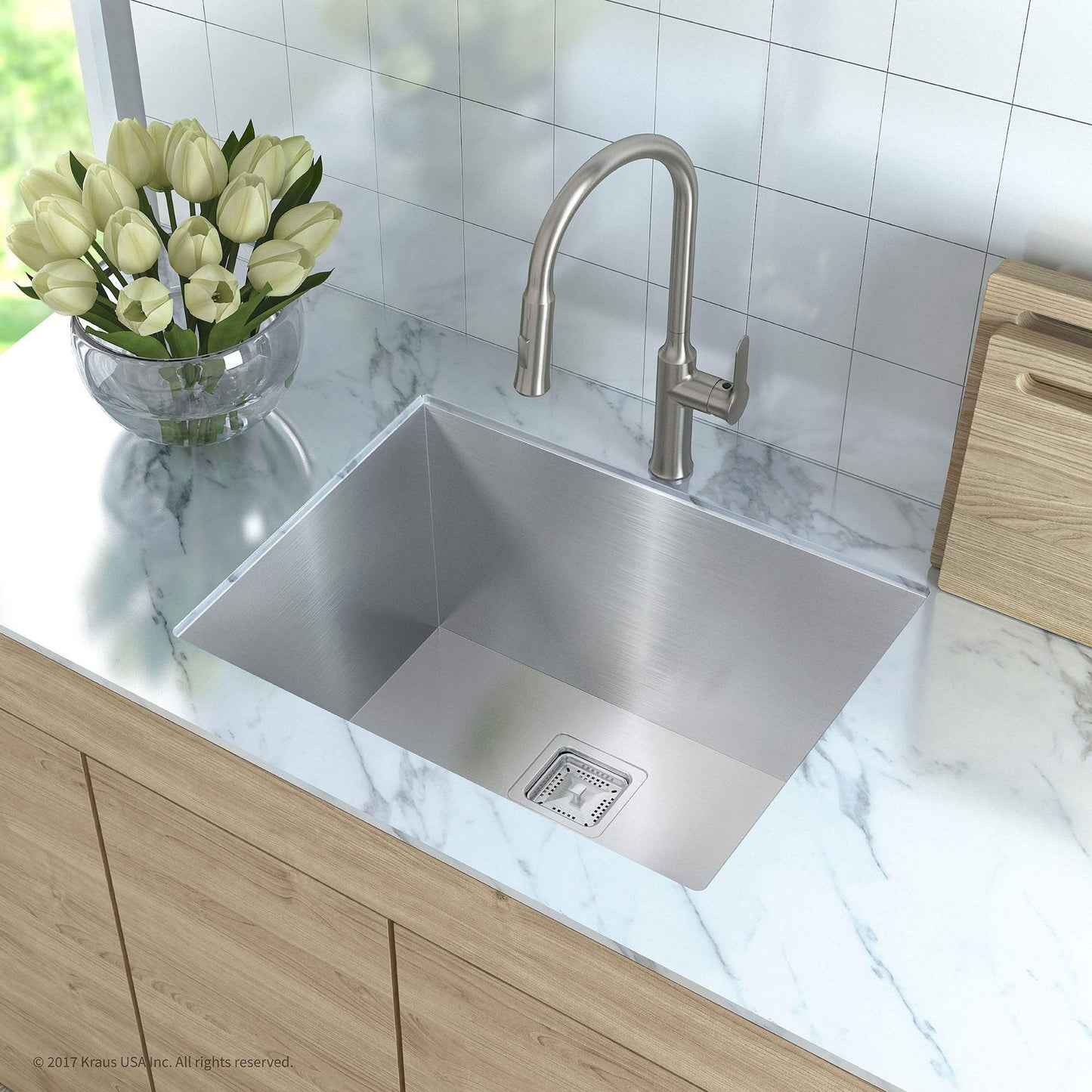 KRAUS Pax 24-inch 18 Gauge Undermount Single Bowl Stainless Steel Laundry and Utility Sink, KHU24L