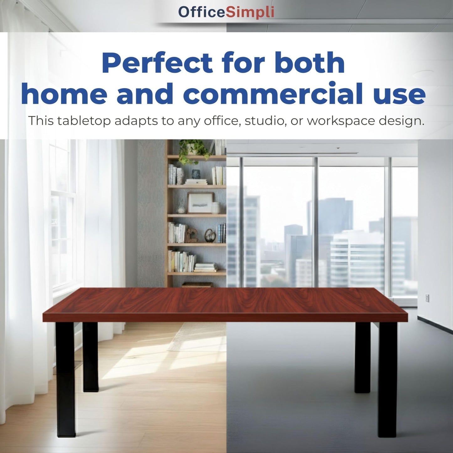 OfficeSimpli 48 x 30 Inch Desk Top, Made in USA Replacement Table Top for Sit-to-Stand Adjustable Desk Frame, Workbench or Countertop for Classroom, Home and Office (Desk Top Only) - Mahogany
