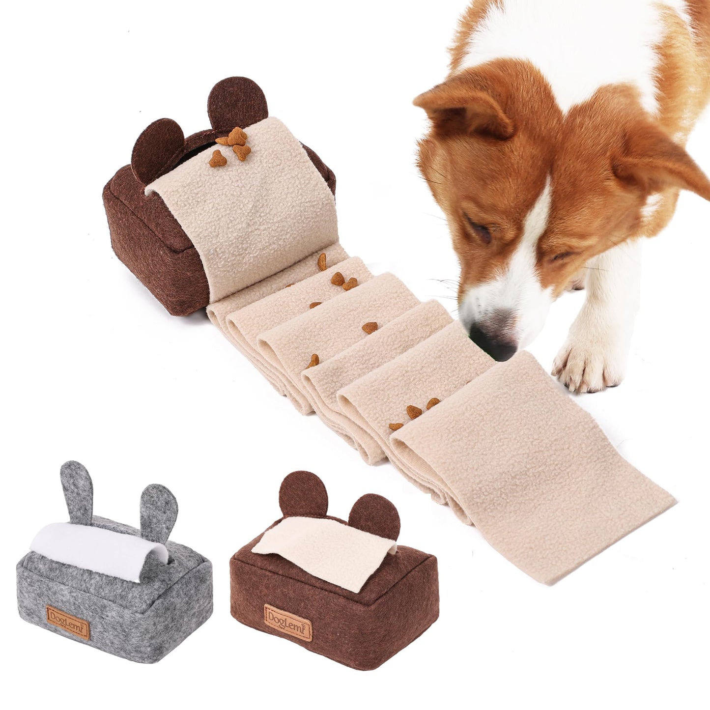 ETIAL Dog Puzzle Toys | Treat Dispensing Toys | Tissue Box Snuffle Sniffing Toys | Hide and Seek Interactive Toys for Dogs Grey