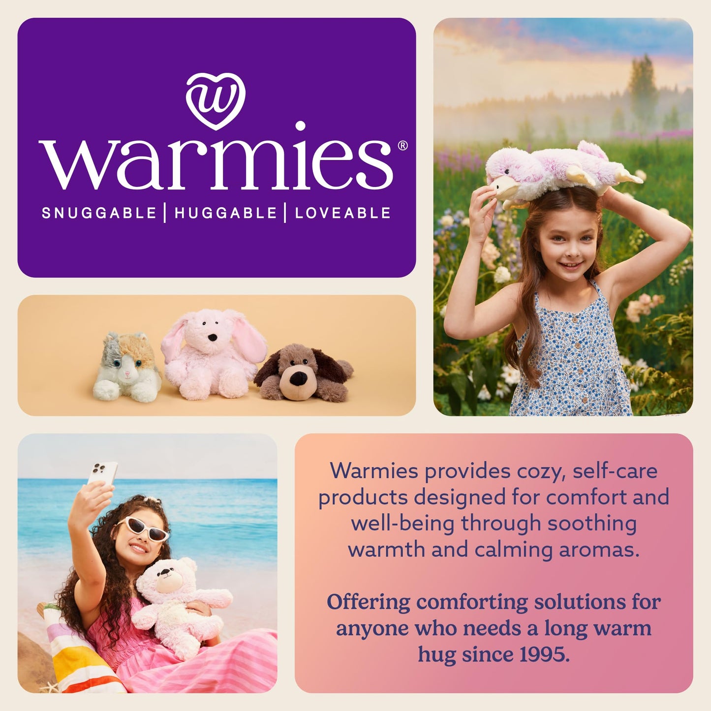 warmies Microwavable & Weighted Stuffed Animals, Raccoon - Heated Stuffed Animal Plushie for Warmth & Comfort - Cute Soft Plush Toys for Adults & Children (Boys, Girls, Babies & Toddlers)