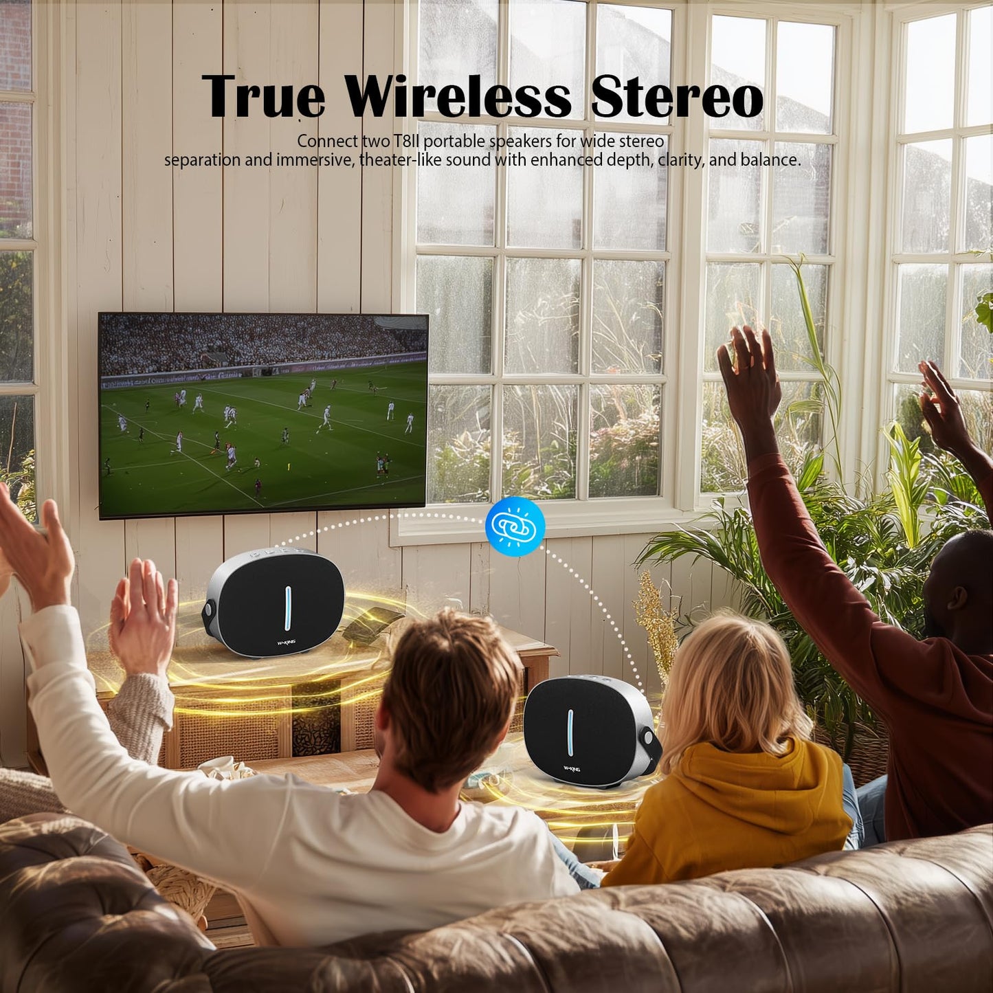 Bluetooth Speaker Loud, W-KING T8II Portable Bluetooth Speakers Wireless, 96W Peak Powerful Outdoor Boombox Subwoofer, Deep Bass/Clear Sound, BT5.4/Fast Charging/PowerBank/USB/AUX, Party Large Speaker