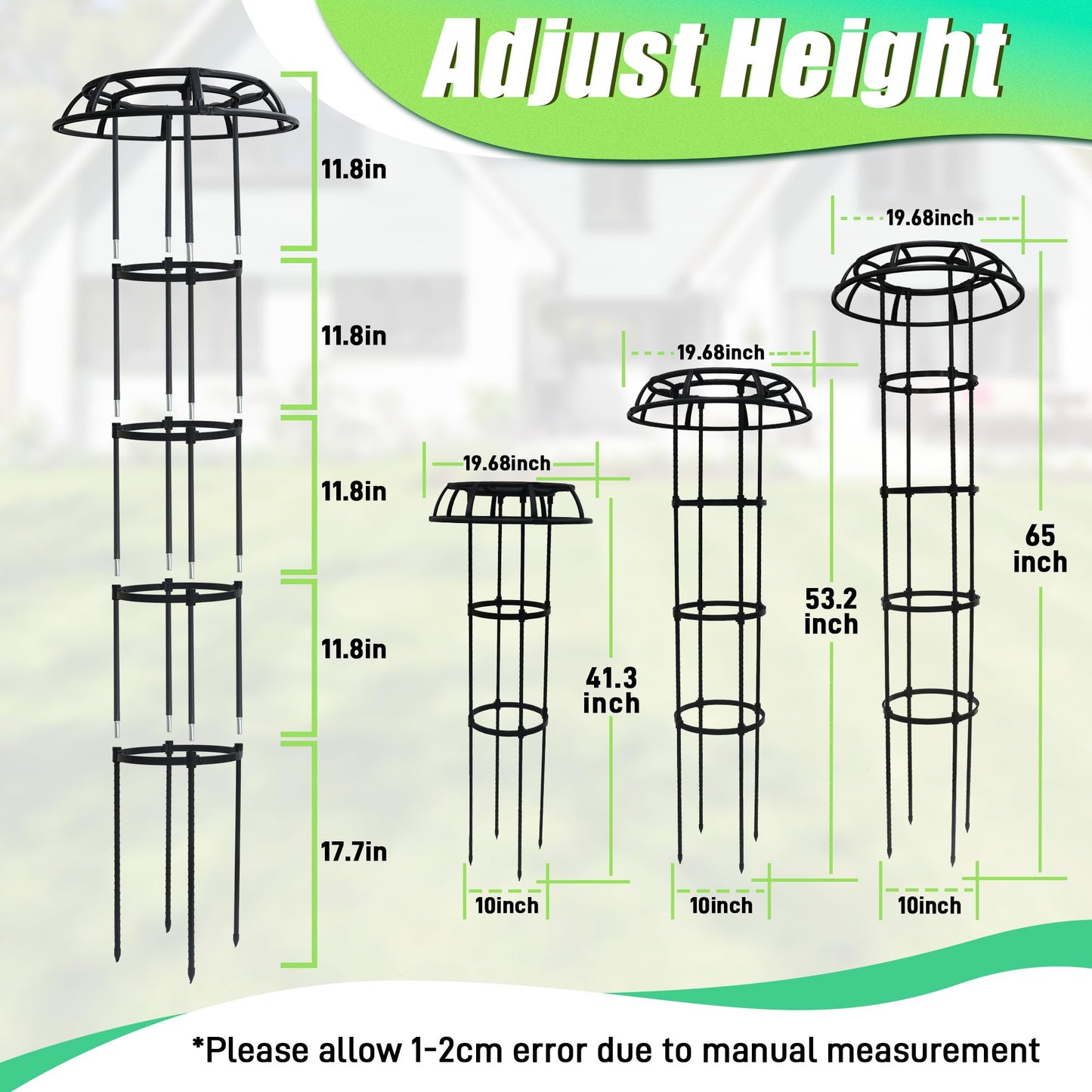 Quibbay Garden Trellis for Climbing Plants Outdoor, 65 Inch Mushroom Top Trellis for Climbing Plants, Plant Trellis Support for Potted Plants Climbing Vine Rose Clematis Vegetable Trellis, 1 Pack