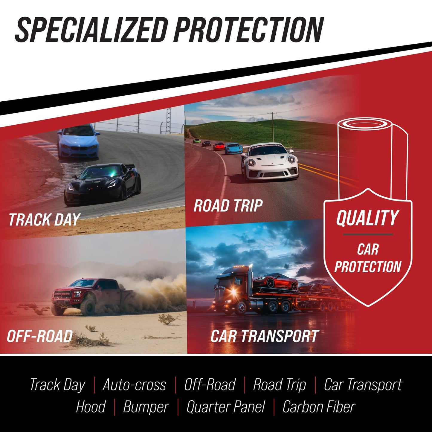 [TRACK ARMOUR] 12'' x 300' - Temporary Paint Protection Film for Car, Truck or Motorcycle. Clear Adhesive Film to Protect Paint, Clear Bra or Wrap for Track Days, Road Trips and Off-Roading