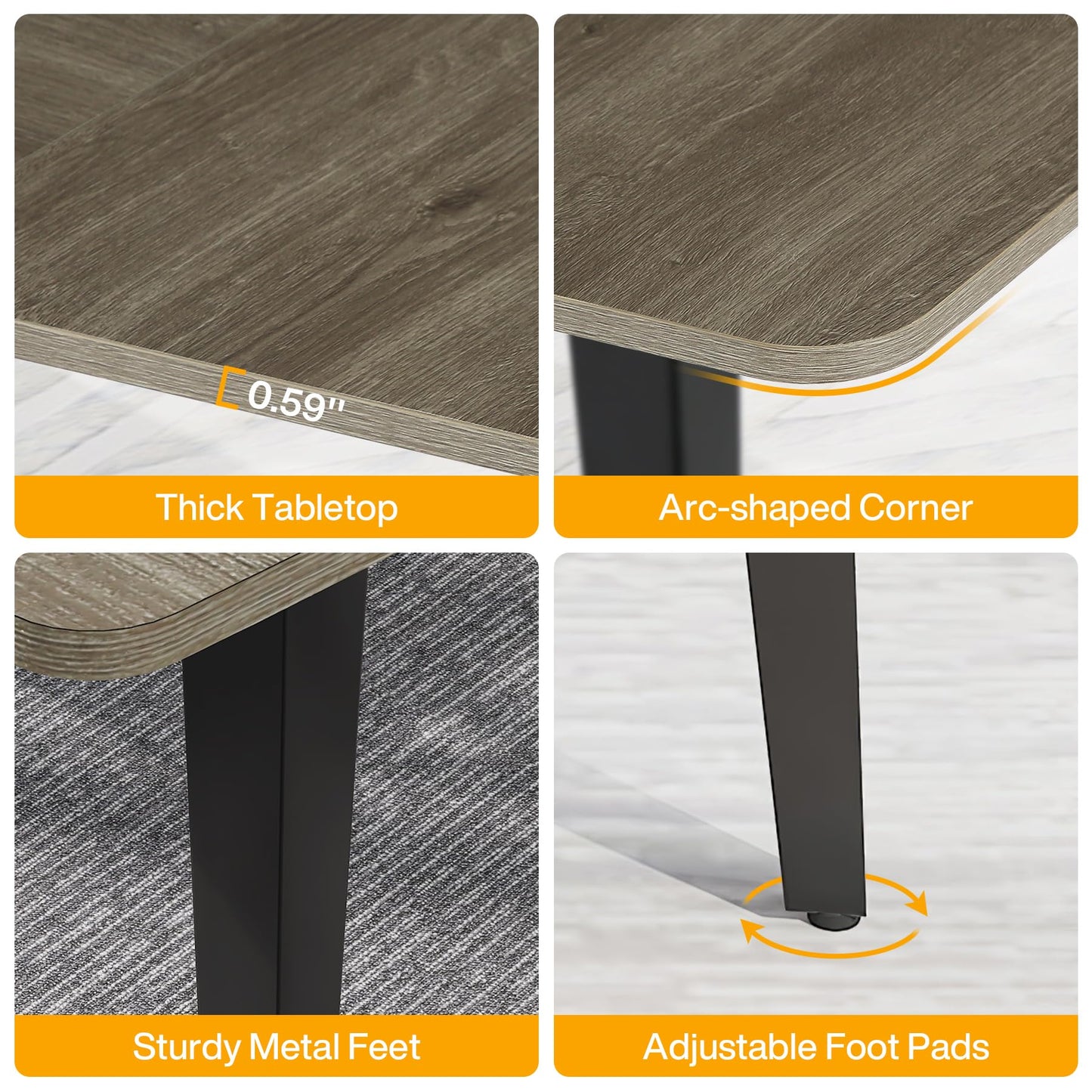 Tribesigns 6FT Conference Table, 70.86L x 35.43W x 29.52H Inches Boat Shaped Meeting Table, Industrial Grey Seminar Table for Office Meeting Conference Room