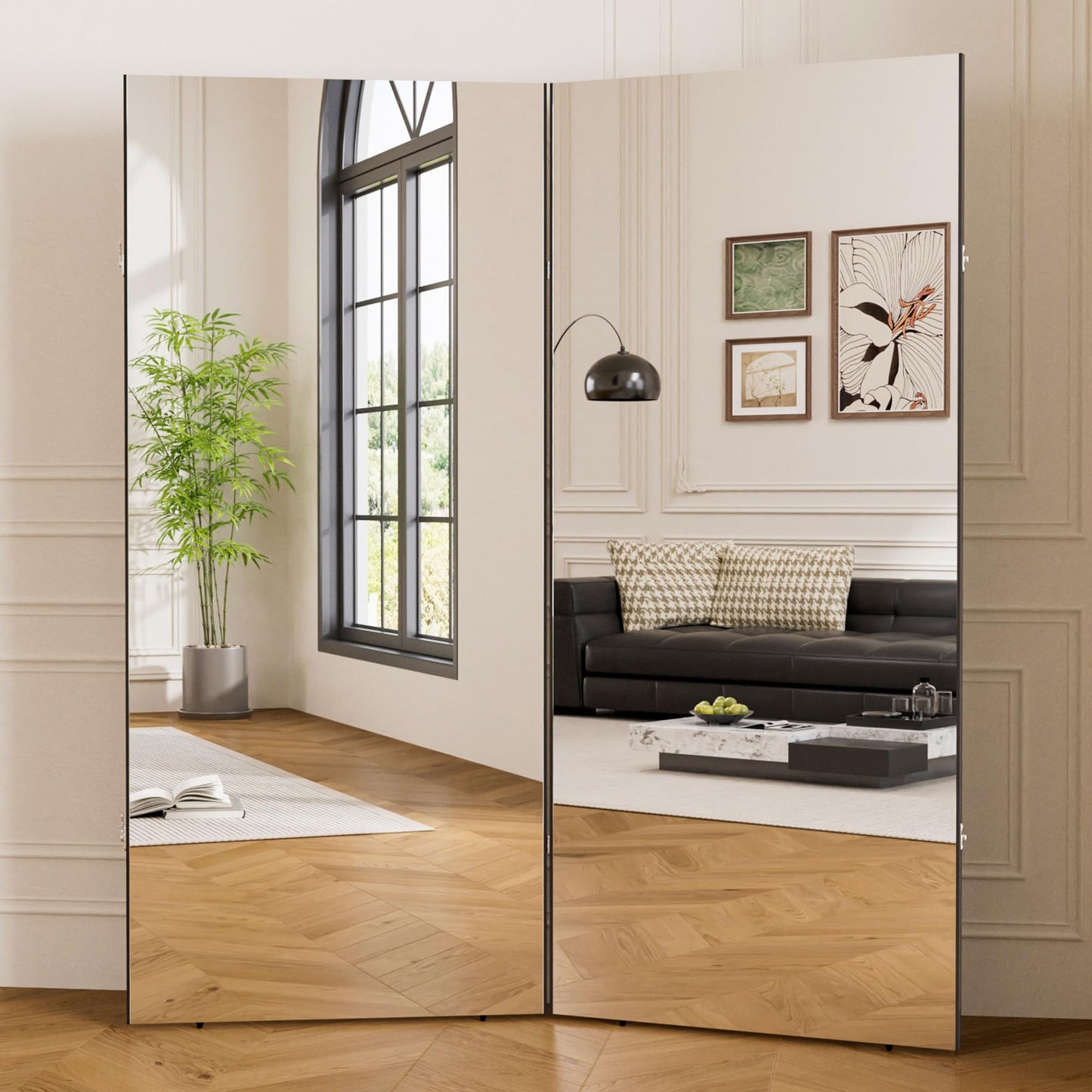 brisafe 71"x63" Ultra-Light Foldable Floor Mirror with 360° Folding Design, Space-Saving Full-Length Mirror for Home Gym/Yoga/Dance Studio & Commercial Use, 60% Insurance Savings, Black