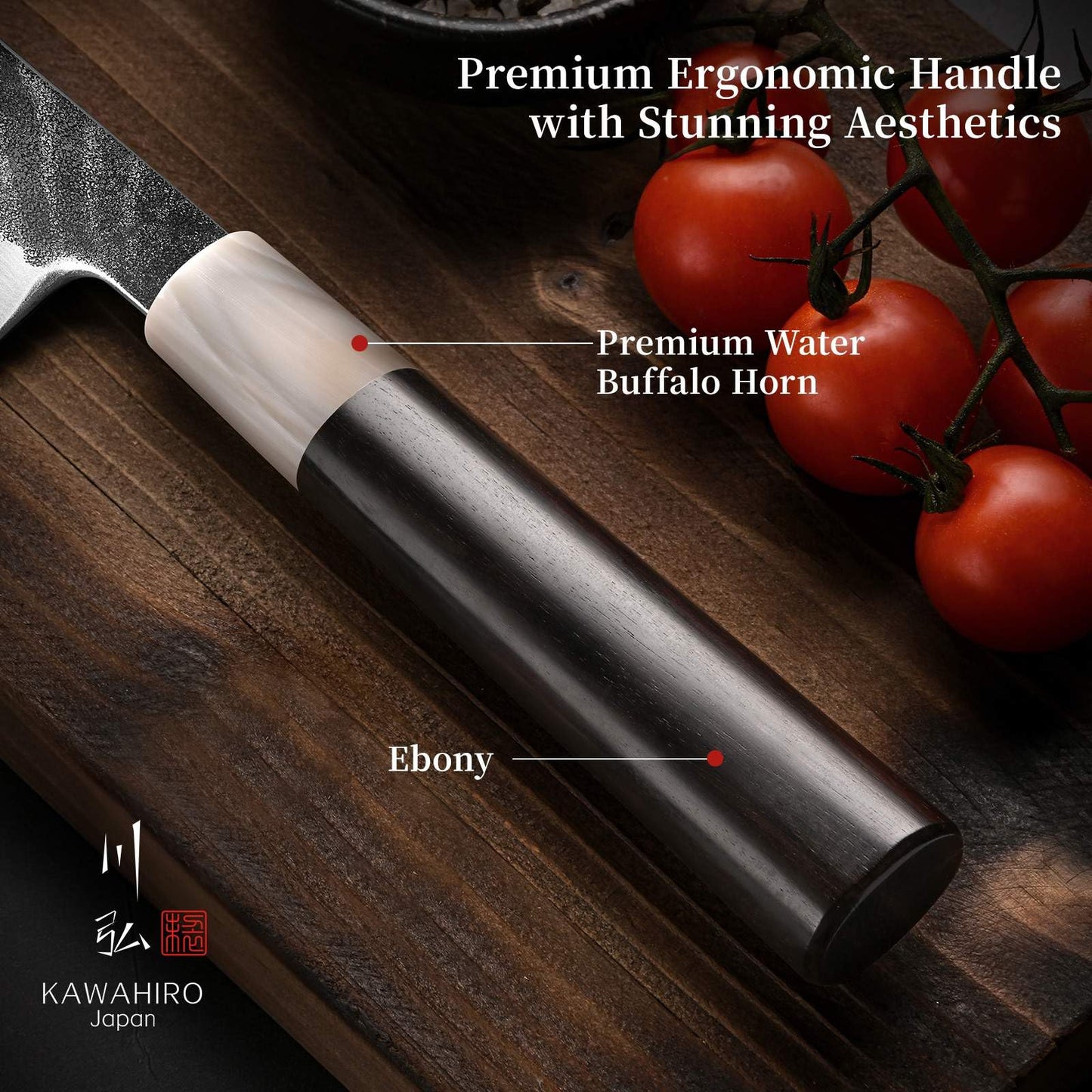 Japanese SLD Steel Chef Knife 210mm – 67 Layer Damascus Chef Knife, HRC 64–66 Ultra Hard Core, Hand Forged Professional Chefs Knife with Distal Taper, Ebony Wood & Horn Handle, Wooden Gift Box