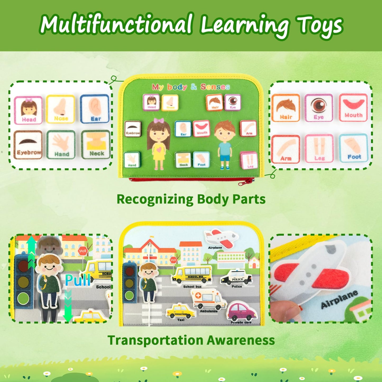 Letoya Toddler Busy Board, Farm Busy Book Montessori Toys for Toddlers, Sensory Board Learning Toy Educational Activity Books Birthday for Girls Boys, Travel Toys for Airplane Car