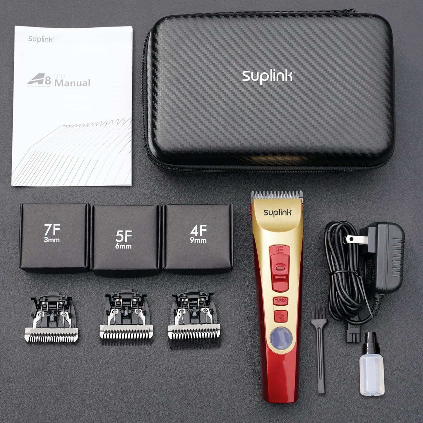 suplink Dog Clippers for Grooming for Thick Heavy Coats/2-Speed Low Noise Rechargeable Cordless Pet Shaver with Stainless Steel 4 Blade for Dogs Pets and Animals