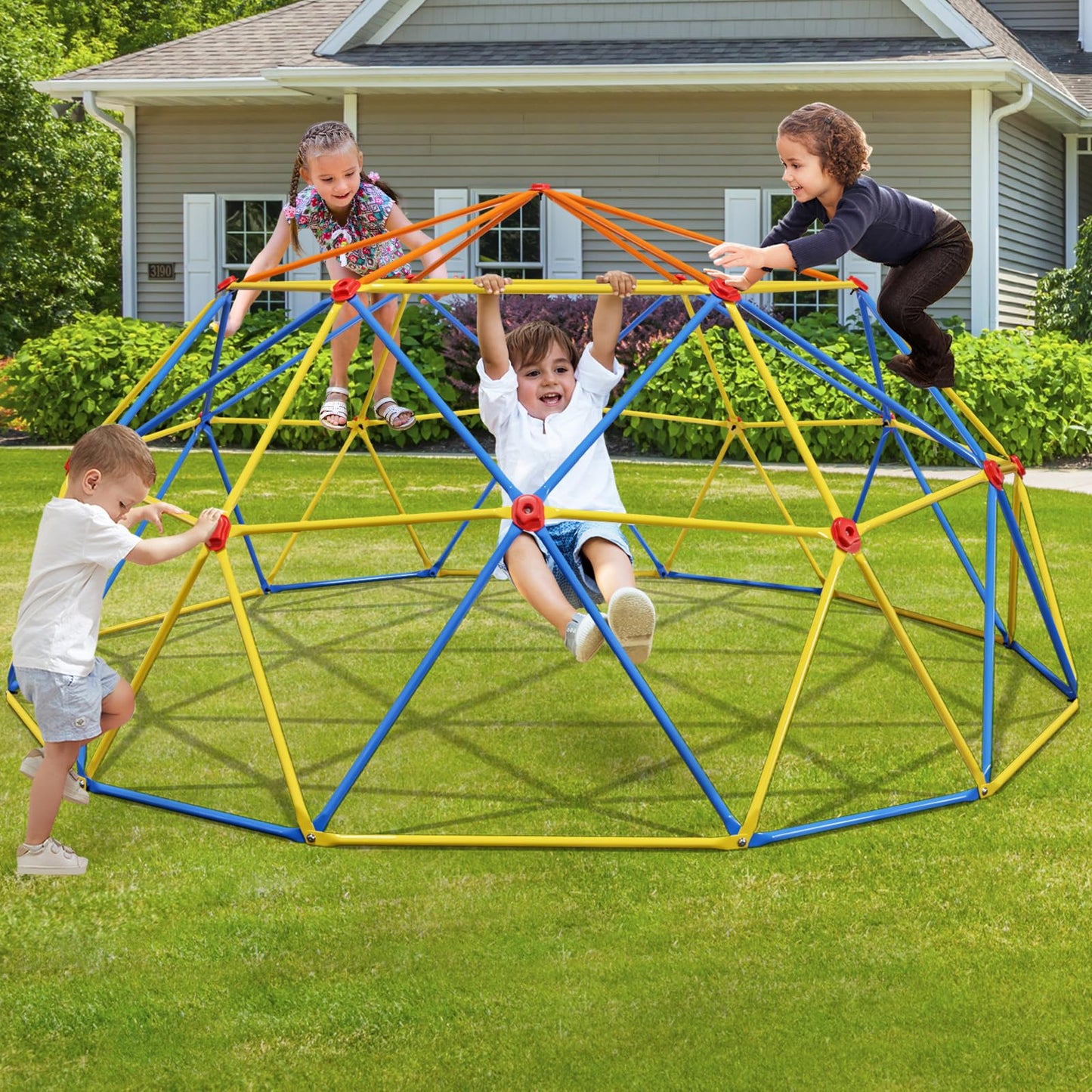 Baotree 10FT Climbing Dome, Outdoor Jungle Gym for Kids- Supports 1000LBS-Anti-Rust Metal Outdoor Play Structure ASTM Approved, Easy Assembly