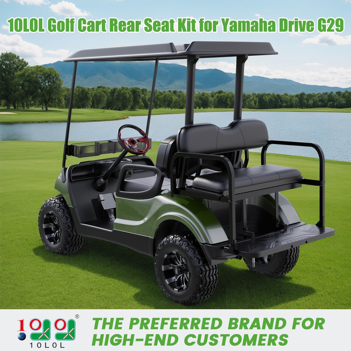 10L0L Golf Cart Rear Flip Folding Seat Kit for Yamaha G29 - UV-Resistant, Durable