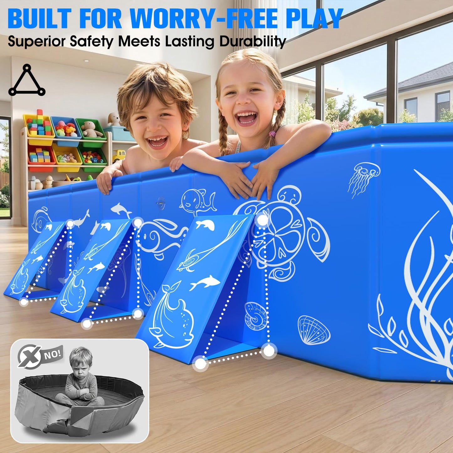 2026 Kiddie Pool with Canopy,Baby Swimming Pool for Toddler,Non-Inflatable Portable Pool for Kids,Foldable Toddler Pool with Shade,Kiddie Pool for Backyard,Pop Up Baby Beach Pool 53''×40''×33''
