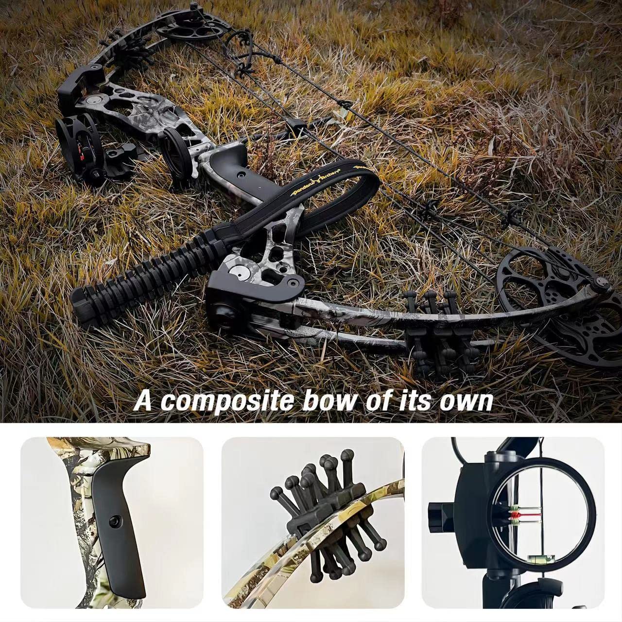 PANDARUS Compound Bow Set 15-45lbs for Pull Beginner and Teens Right Handed Adjustable 18"-29" Draw Length, 320 FPS Speed, Hunting Bow Archery Set New 2024(Black Right Handed PRO)
