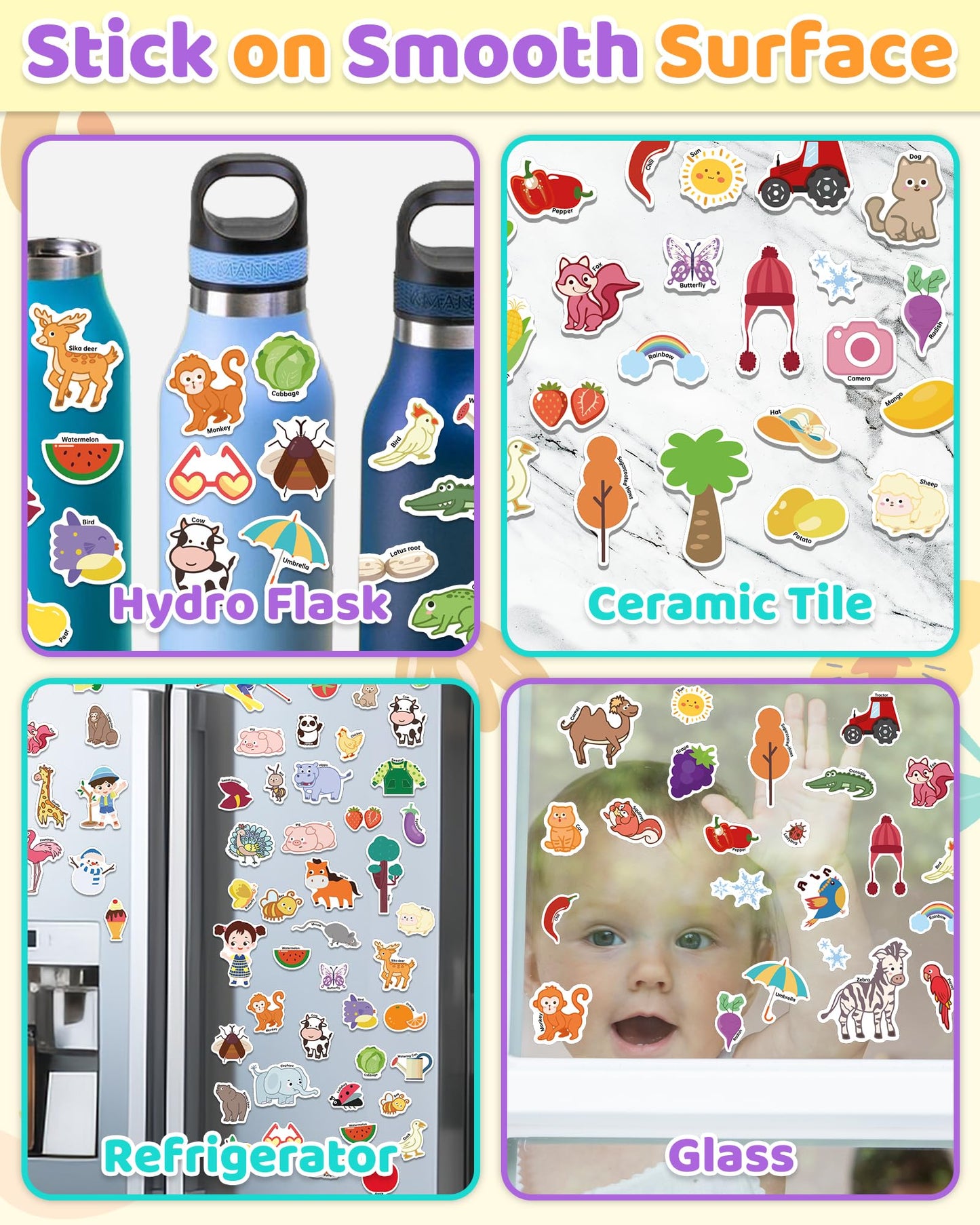 Benresive Reusable Sticker Book for Toddlers, Stickers for Kids, Travel Toys for Arts & Crafts Activities, Birthday Gift for Boys & Girls, Farm, Animal and Season Themes