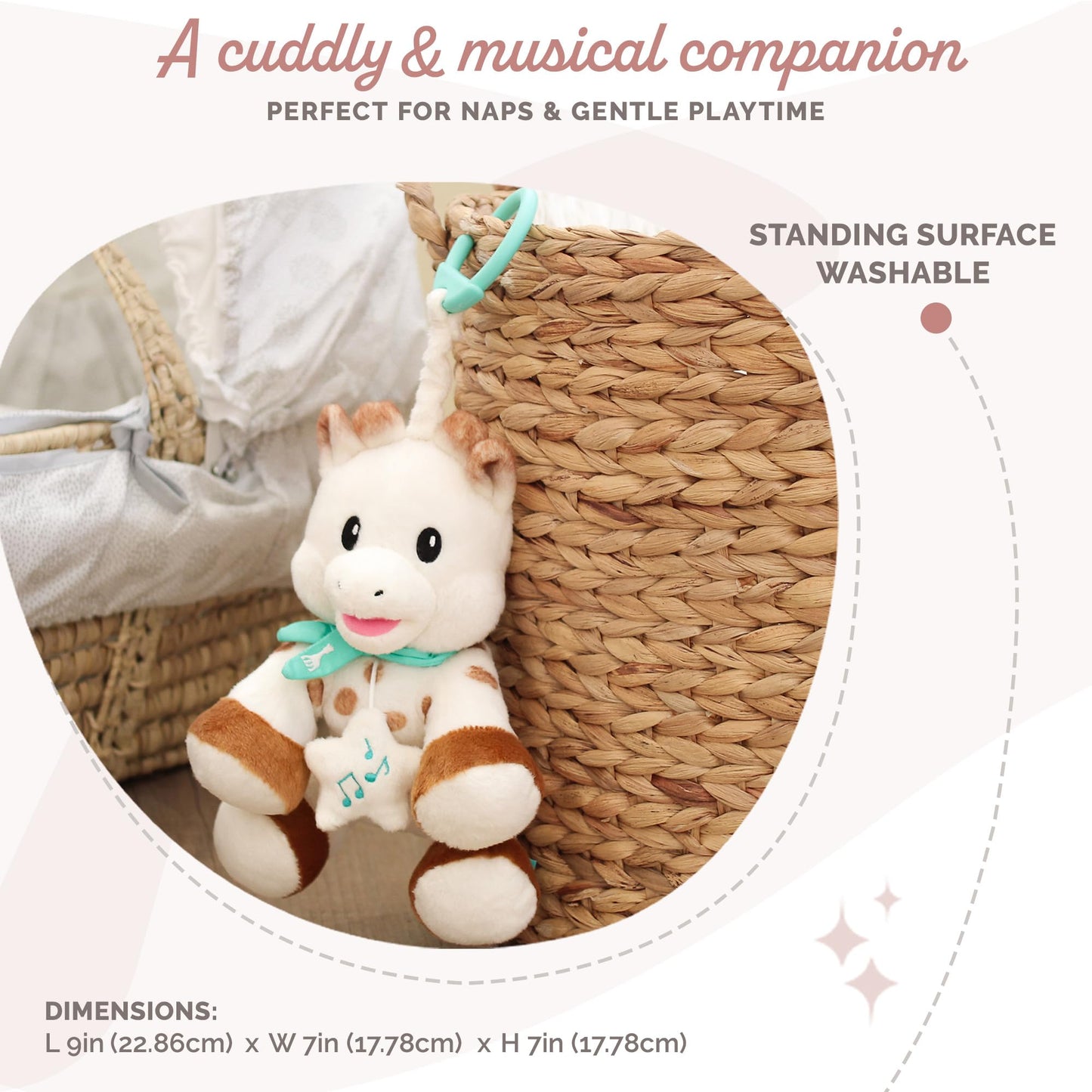 Sophie la girafe Sweetie Plush with Music Box | Ideal for Travel | Ultra Soft, Flexible & Easy to Grasp | Awaken The Senses