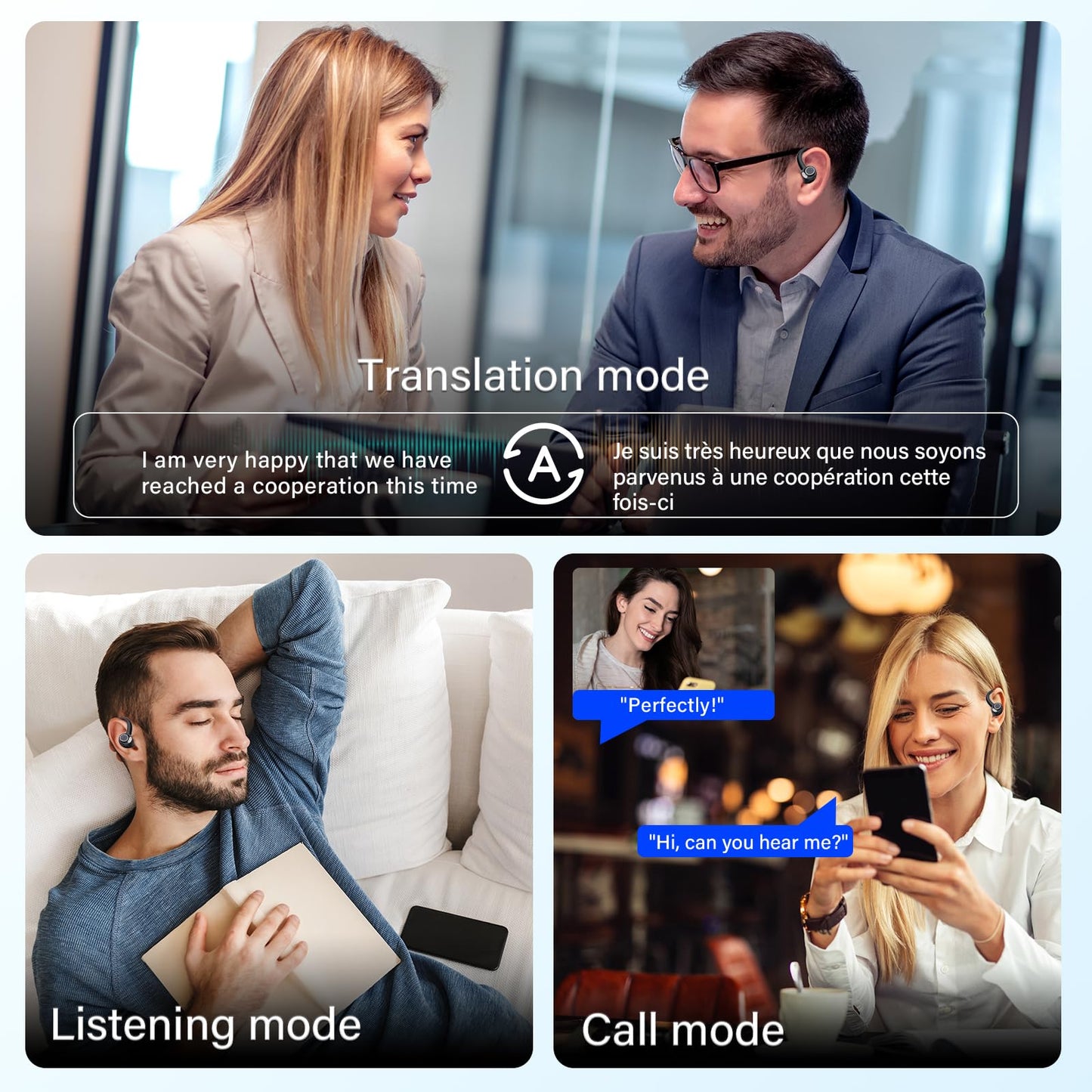 Jesebang AI Translation Earbuds Real Time, 164 Language Translator Earbuds, 3-in-1 Bluetooth 5.4 Translation Headphones with 7 Translation Modes