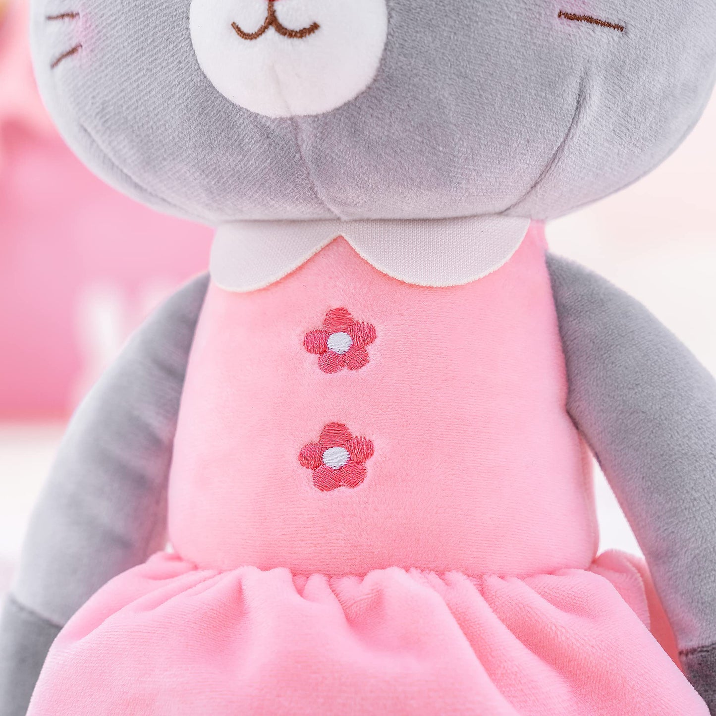 Lazada Stuffed Cat Dolls Animal Kitty Plush Toy Baby Girl Gifts Gray with Hair Band 16"
