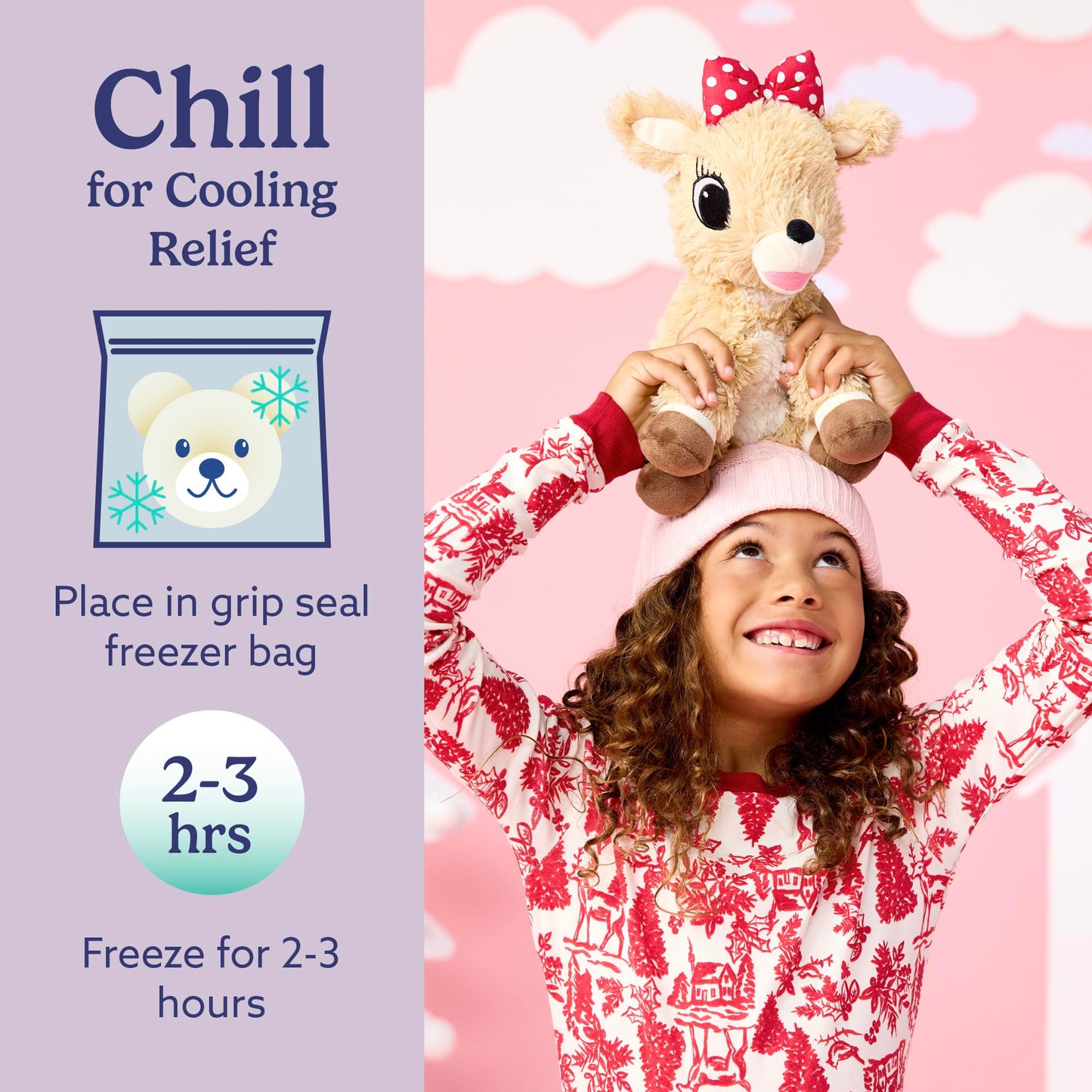 warmies Microwavable & Weighted Stuffed Animals, Clarice with Scarf - Heated Stuffed Animal Plushie for Warmth & Comfort - Christmas Winter Soft Plush Toys for Children (Boys, Girls, Babies & Toddler)