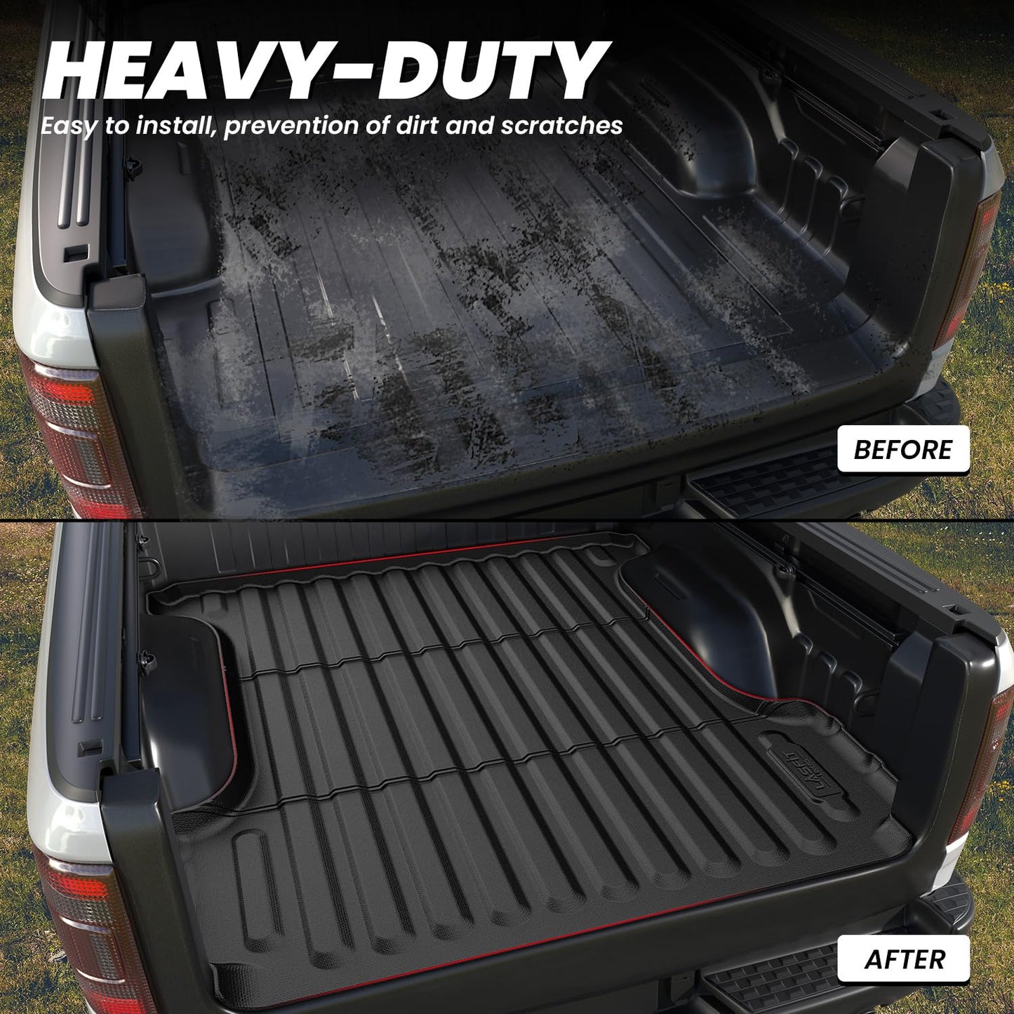 LASFIT 5.7FT Truck Bed Mat for Ram 1500/1500 RHO 2019-2026 & RAM 1500 Classic 2019-2024 Short Bed (5FT7 / 67.4inches) Not for Rambox, All Weather Custom Fit Truck Cargo Bed Liner, Black