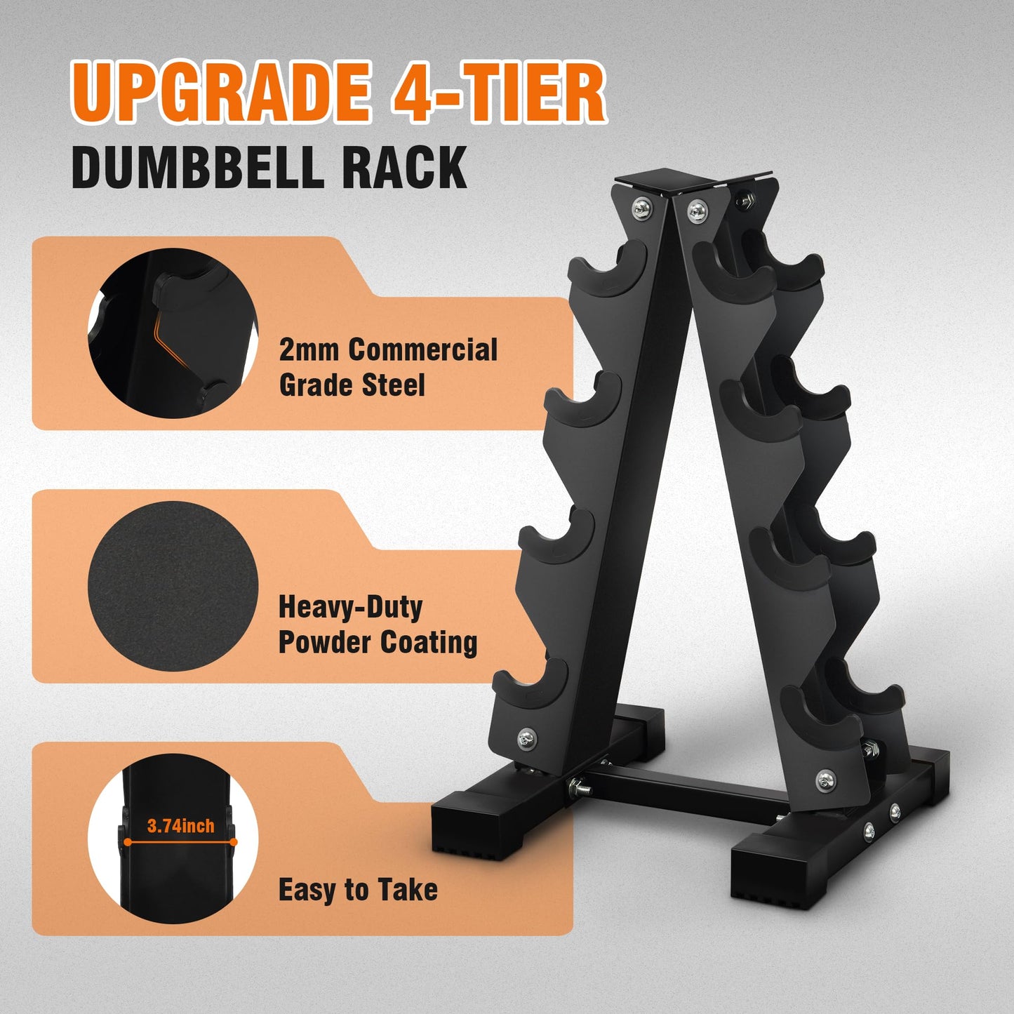 Fitvids 100LB Rubber Coated Hex Dumbbell Weight Set with Storage Rack, 5-20LB Free Weights with Anti-Slip Handle for Home Gym