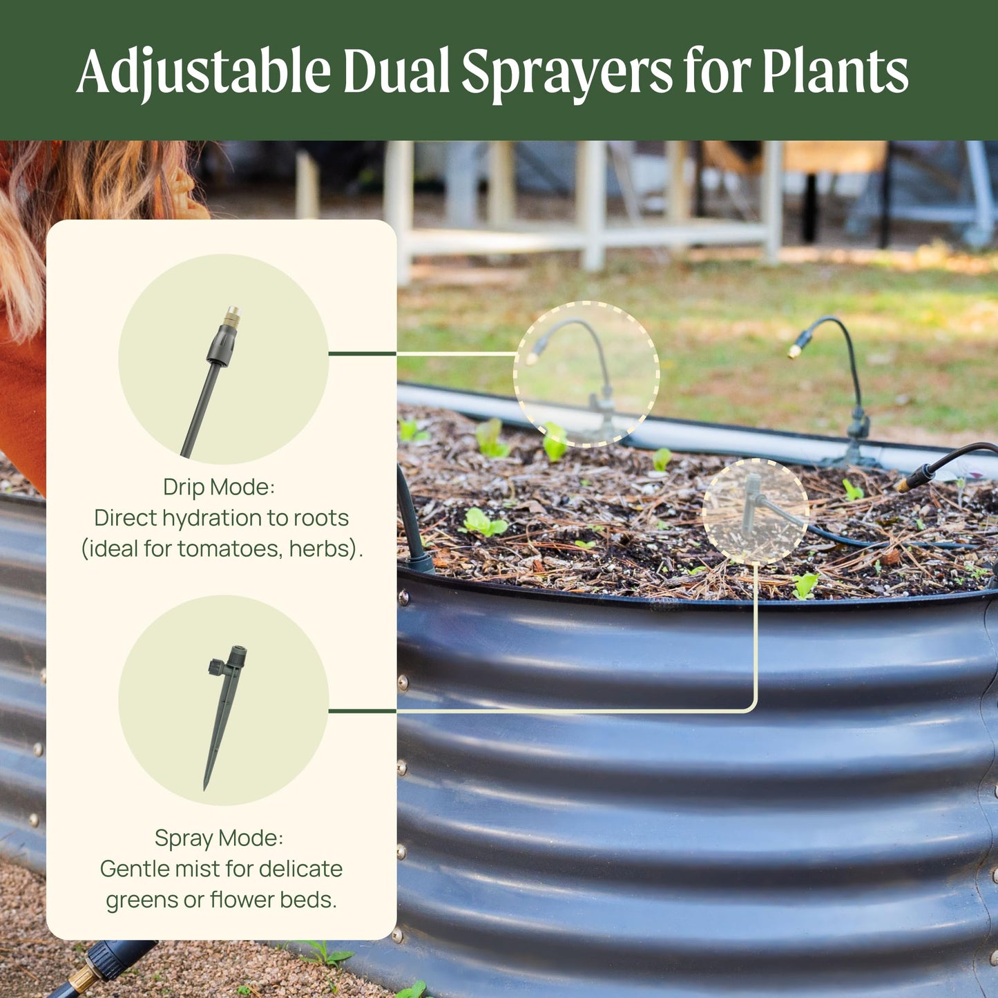16 Gallon Tree Watering Bag 2 Pack and 40ft Drip Irrigation System for Raised Garden Beds