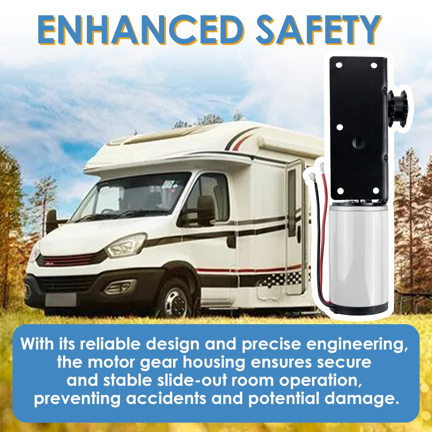 MiCCiKA 225008 rv Slide Out Motor Compatible with BAL Accu-Slide Cable Slide Out System, with R25076 R25076-1 RV Slide Out Gear Box and R25075 High Torque Motor for Travel Trailer Camper | 12V