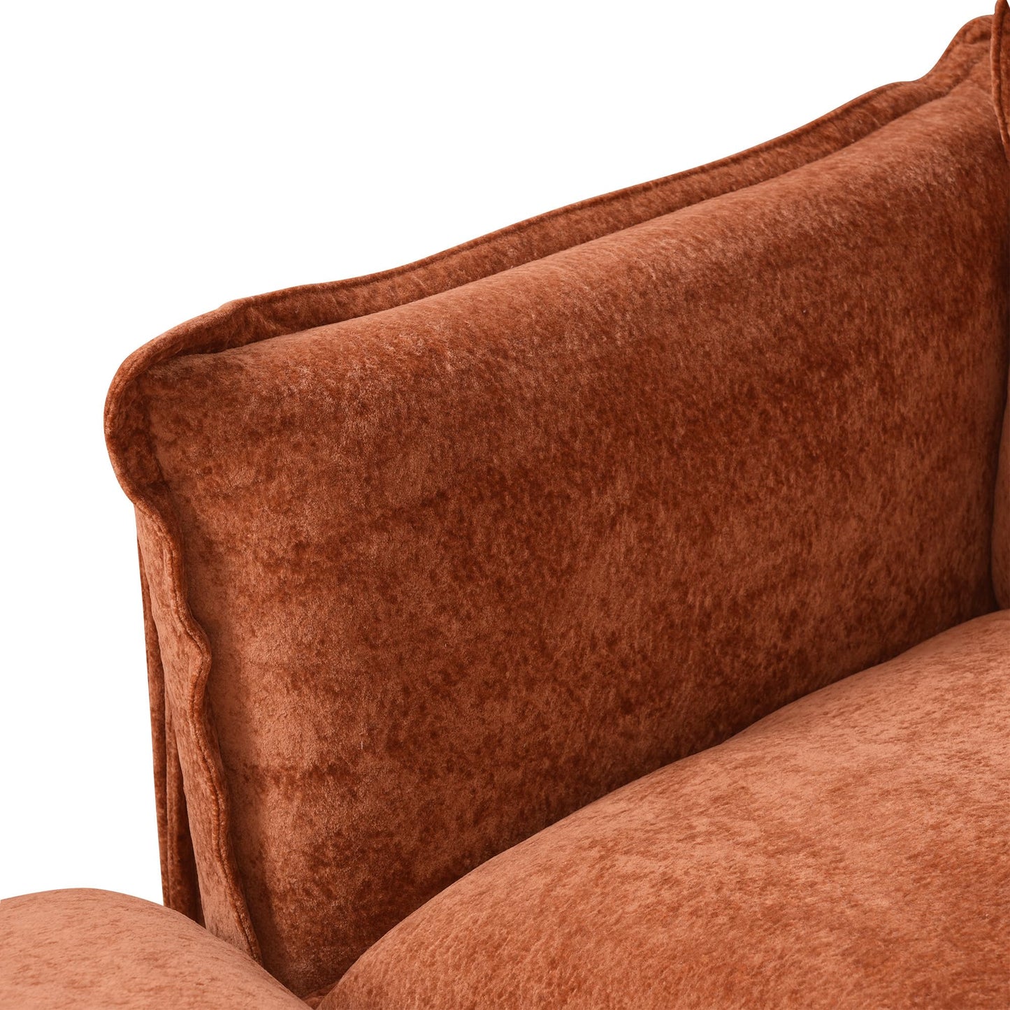 WJShome Velvet Modular Sectional Couch, 74" Loveseat Cloud Couch with Deep Seat Sofa, 2-Seater Sofa with Removable Cushions for Livingroom with 8" High Legs for Small Spaces,Terracotta