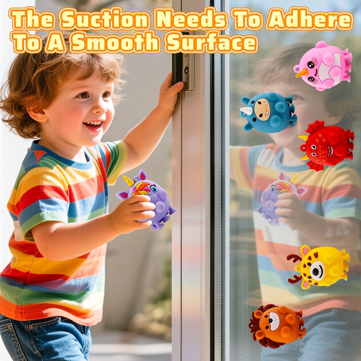12PCS Animal Suction Pop Toys for Age 1 2 3 4 5 6, Airplane Car Travel Activities Essential, Birthday Gifts for Boys Girls Toddlers, Bath Toys for Toddler