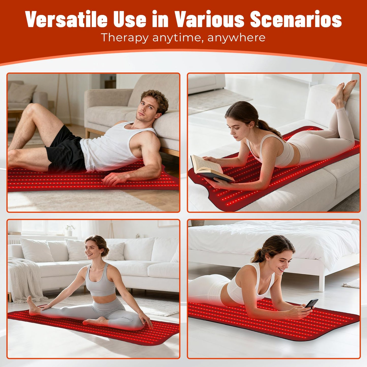 Cosnyu Red Light Therapy Mat for Body, 60''x 24'' Red Light Therapy Pad with Controller, 540pcs 2 in 1 LEDs (660nm & 850nm), Adjustable Timer & Intensity