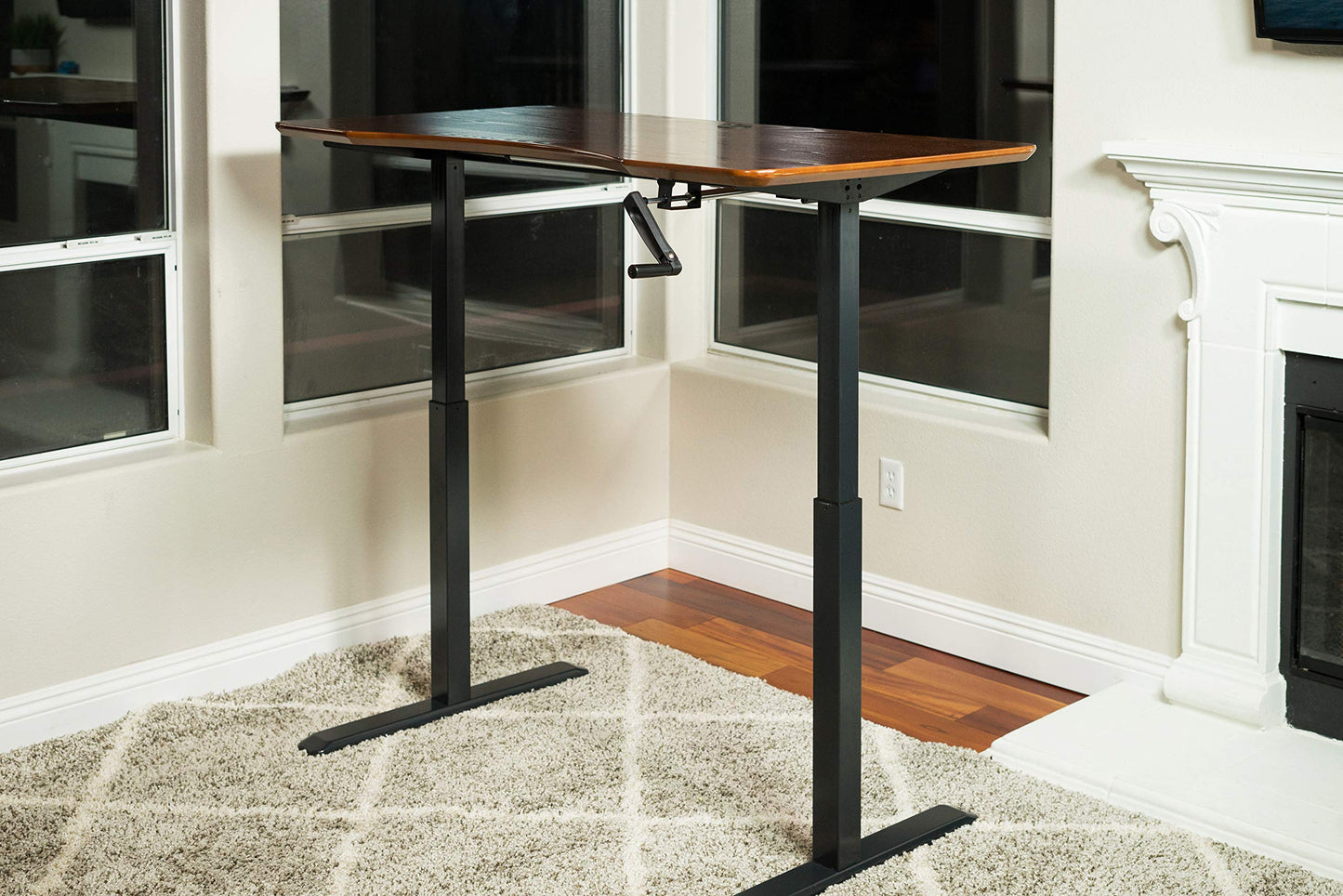 ErgoMax Black Height Adjustable Crank Desk Frame, Tabletop Not Included, 48.56 Inch Max Height