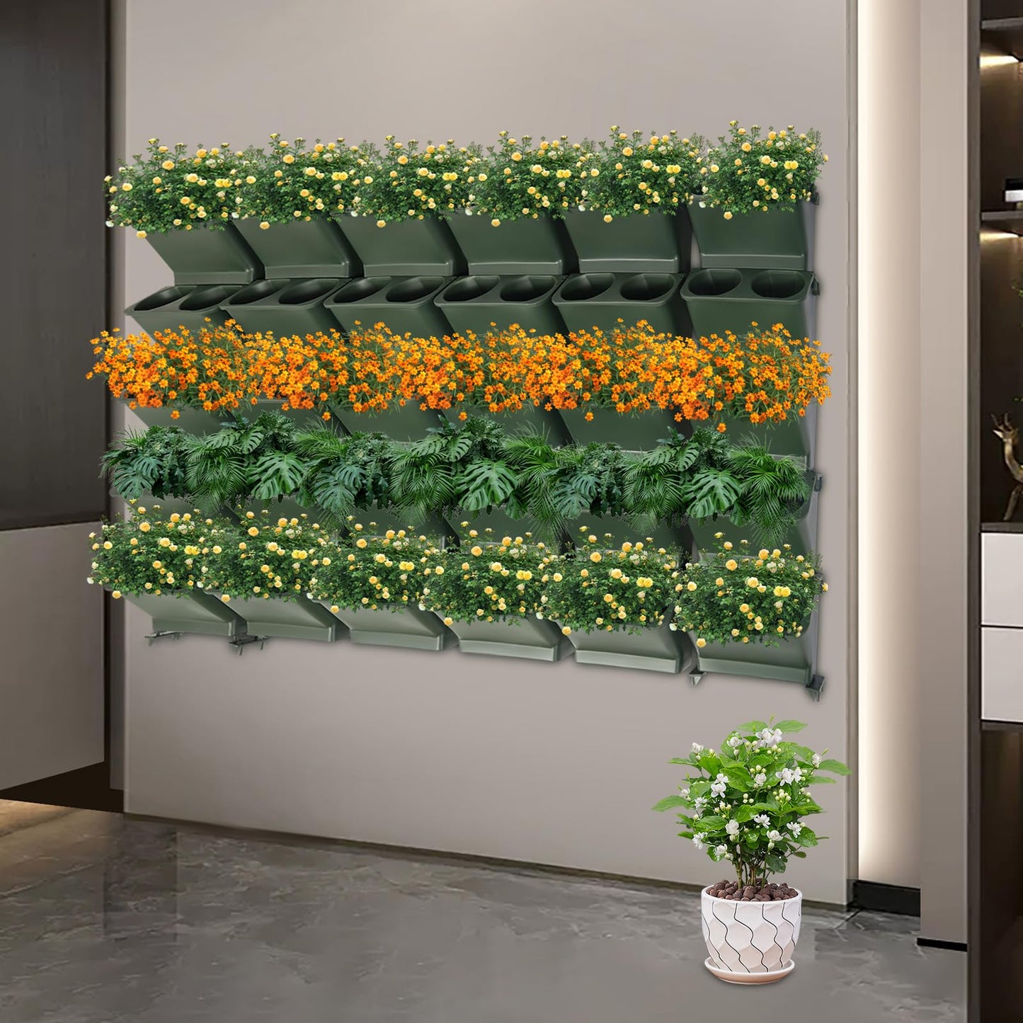 choayun Vertical Wall Planter, Stackable Wall Garden Planter with 30 Pockets for Indoor Outdoor, Self-Watering Hanging Wall Planters, Wall-Mounted Plant Pot Holder for Herbs Vegetables Fruits