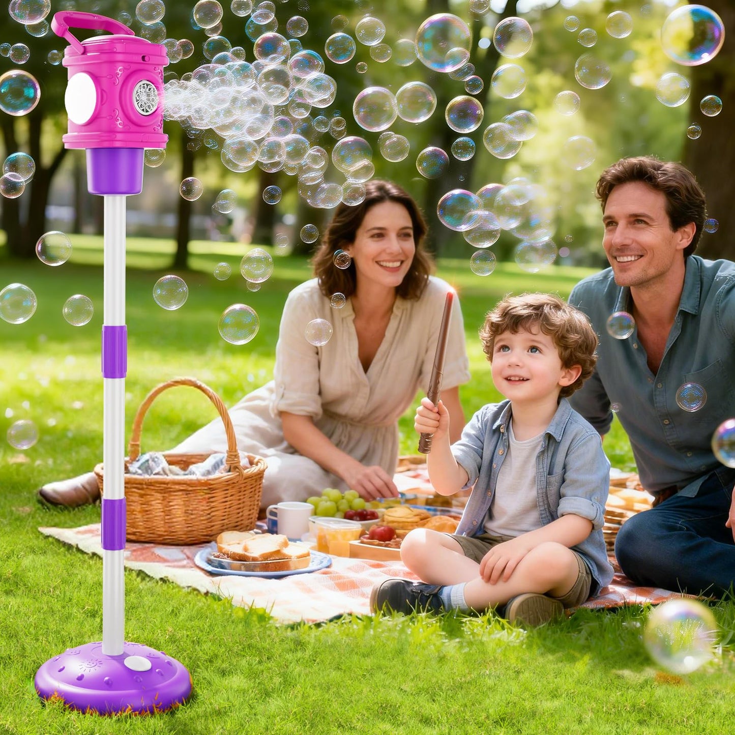 2-in-1 Remote Street Lamp Bubble Machine for Kids 3-6 4-8 Years Old, Outdoor & Indoor Bubble Maker Toys with Lights for Boys and Girls 3 4 5 6 7 8+ Birthday Party Gifts