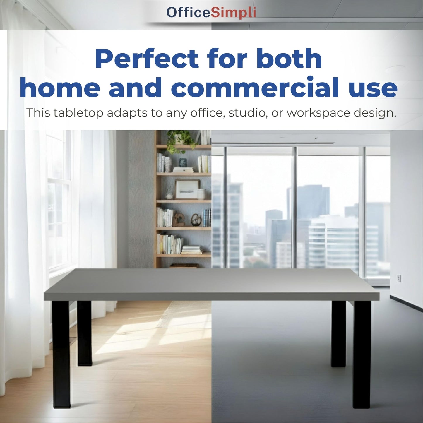 OfficeSimpli 48 x 30 Inch Desk Top, Made in USA Replacement Table Top for Sit-to-Stand Adjustable Desk Frame, Workbench or Countertop for Classroom, Home and Office (Desk Top Only) - Slate Grey