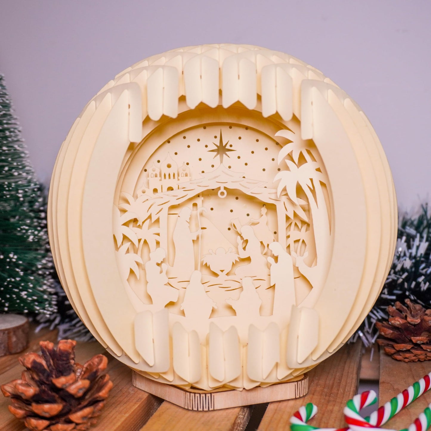 Light Up Nativity Scene Indoor with LED Light for Tabletop, Paper Christmas Jesus Decorations, Small Nativity Easter,Christmas Story Gifts,Religious Christian Gifts for Women,Nacimientos de Navidad