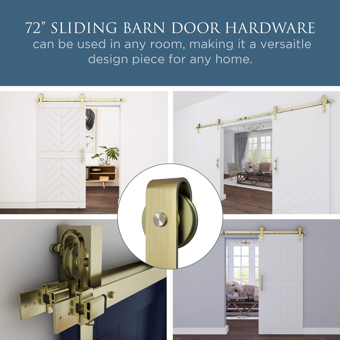 National Hardware N700-006 Designer Interior Barn Door Kit, Brushed Gold, 72"