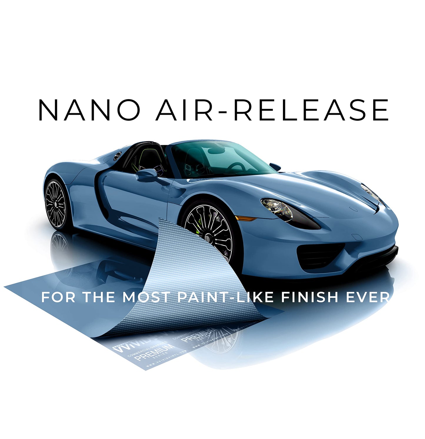 VViViD+ Ultra Gloss China Blue 50ft x 5ft Vinyl Car Wrap Premium Paint Replacement Film Roll with Nano Air Release Technology, Stretchable Protective Cap Liner, Self Adhesive, Indoor Outdoor