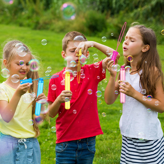 Bubble Wand, 48 Pcs Bubble Wands Bulk in 6 Colors, Bubble Party Favors for Kids, Summer Toys, Indoor Outdoor Activity, Themed Birthday, Wedding, for Girls & Boys
