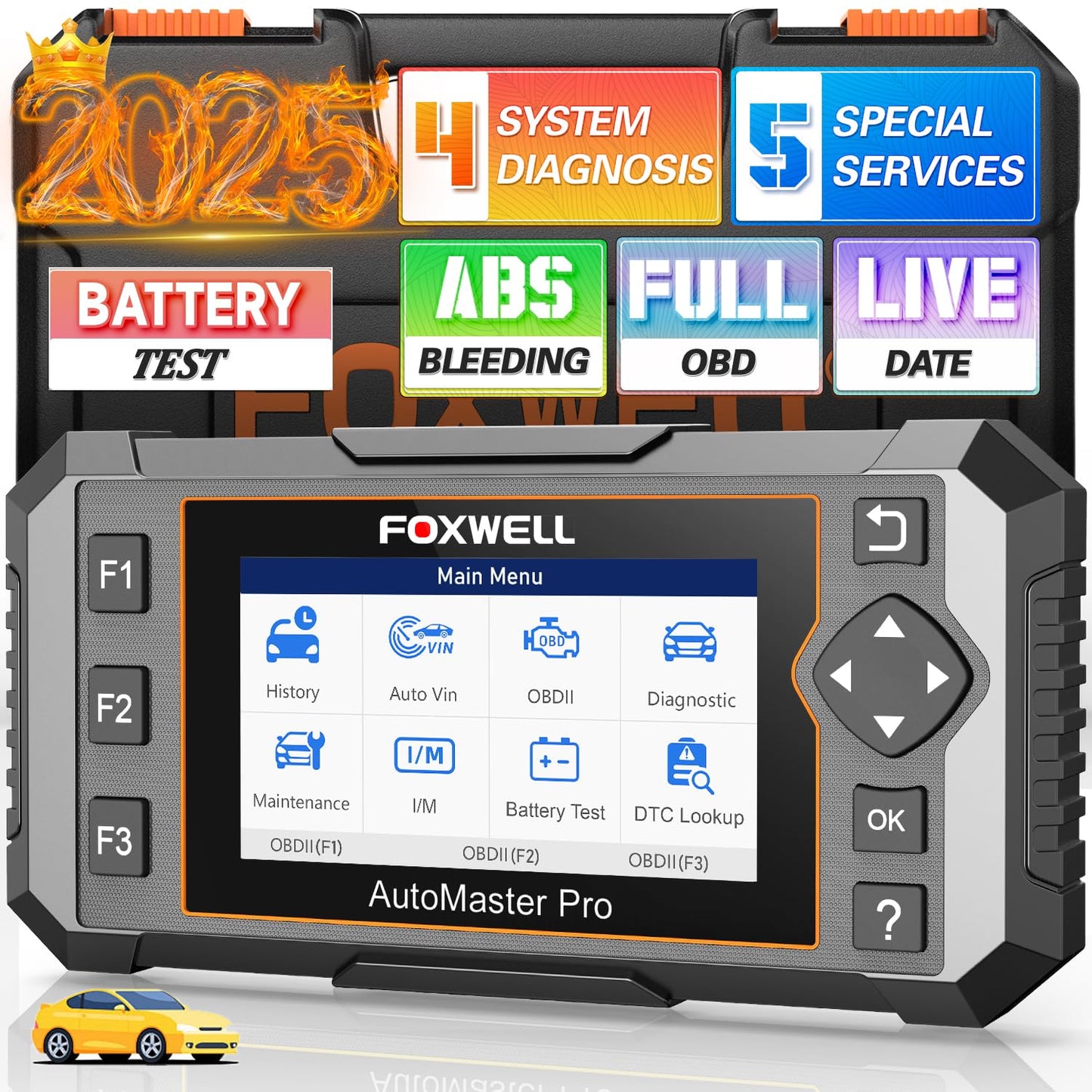 2026 FOXWELL NT614 Elite OBD2 Scanner with 5 Resets ABS Bleeding, SAS Calibration, Oil, EPB, Throttle, Upgrade of NT604 Code Reader Scan Tools, ABS SRS Engine Transmission Battery Test Car Scanner