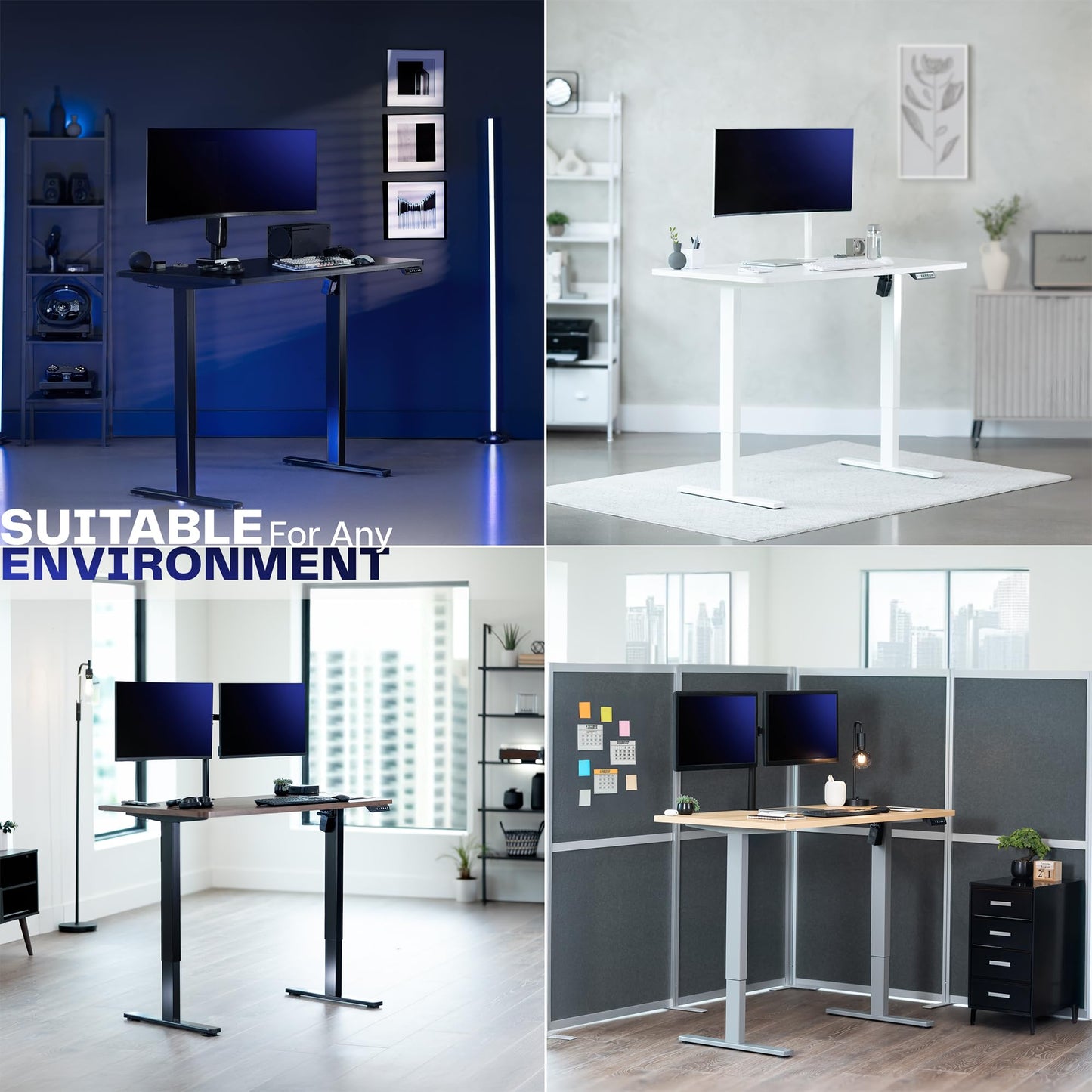 VIVO Electric 60 x 24 in Standing Desk, Memory Height Adjustment, 1B Series, Holds 220 lbs, One-Piece Black Top, Black Frame, DESK-KIT-1B6B