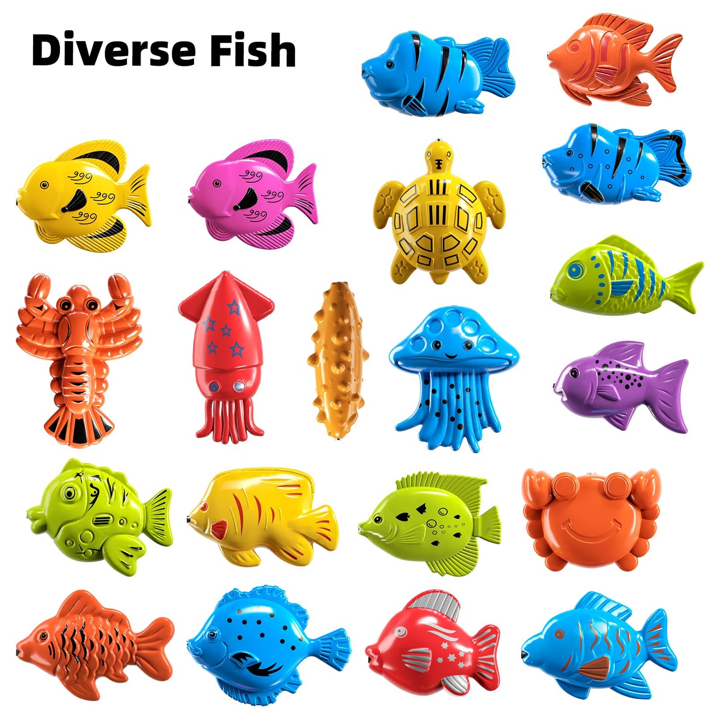 TEMI Fishing Toy for Kids 3-8 Years Old, Bath Toy for Child, Magnetic Fishing Pole for Toddlers, Summer Water Toys for Boys and Girls, Outdoor and Indoor Toys, Gifts for Birthday and Holidays