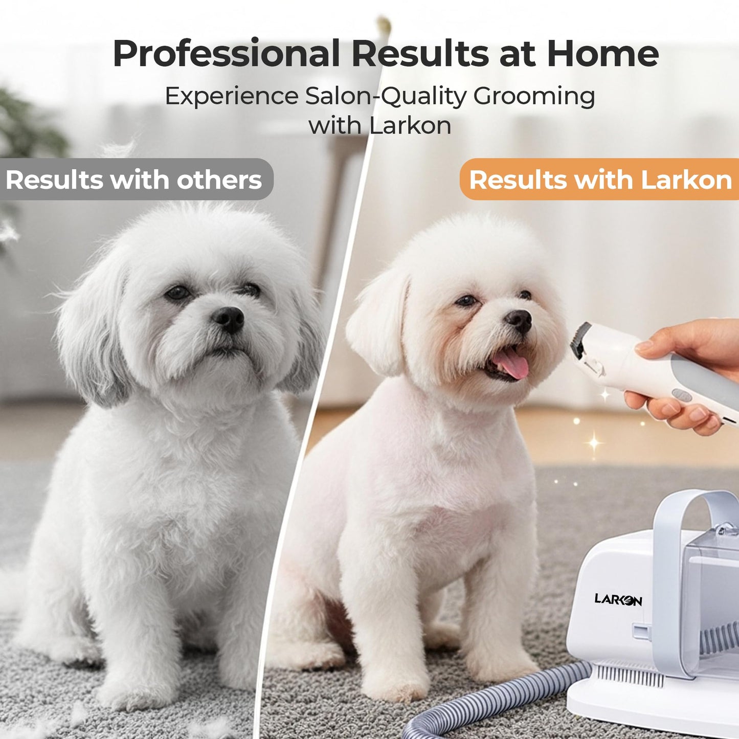 Pet Grooming Vacuum & Nail Grinding Kit – 10Kpa High-Suction Pet Hair Vacuum with 3-Speed Settings & Ultra Low Noise + Nail Grinder | Cats & Dog Grooming Vacuum for Shedding | Large 2L Dustbin